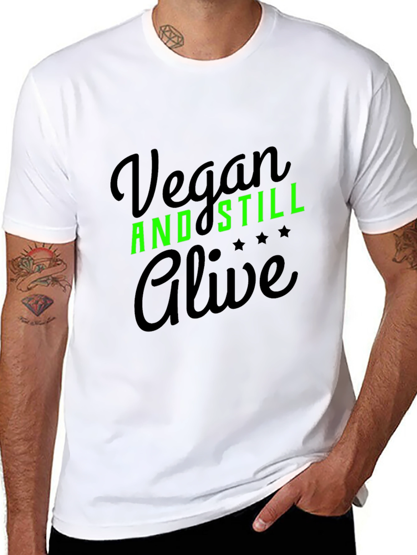 Black Vegan And Still Alive Graphic T-Shirt view 8