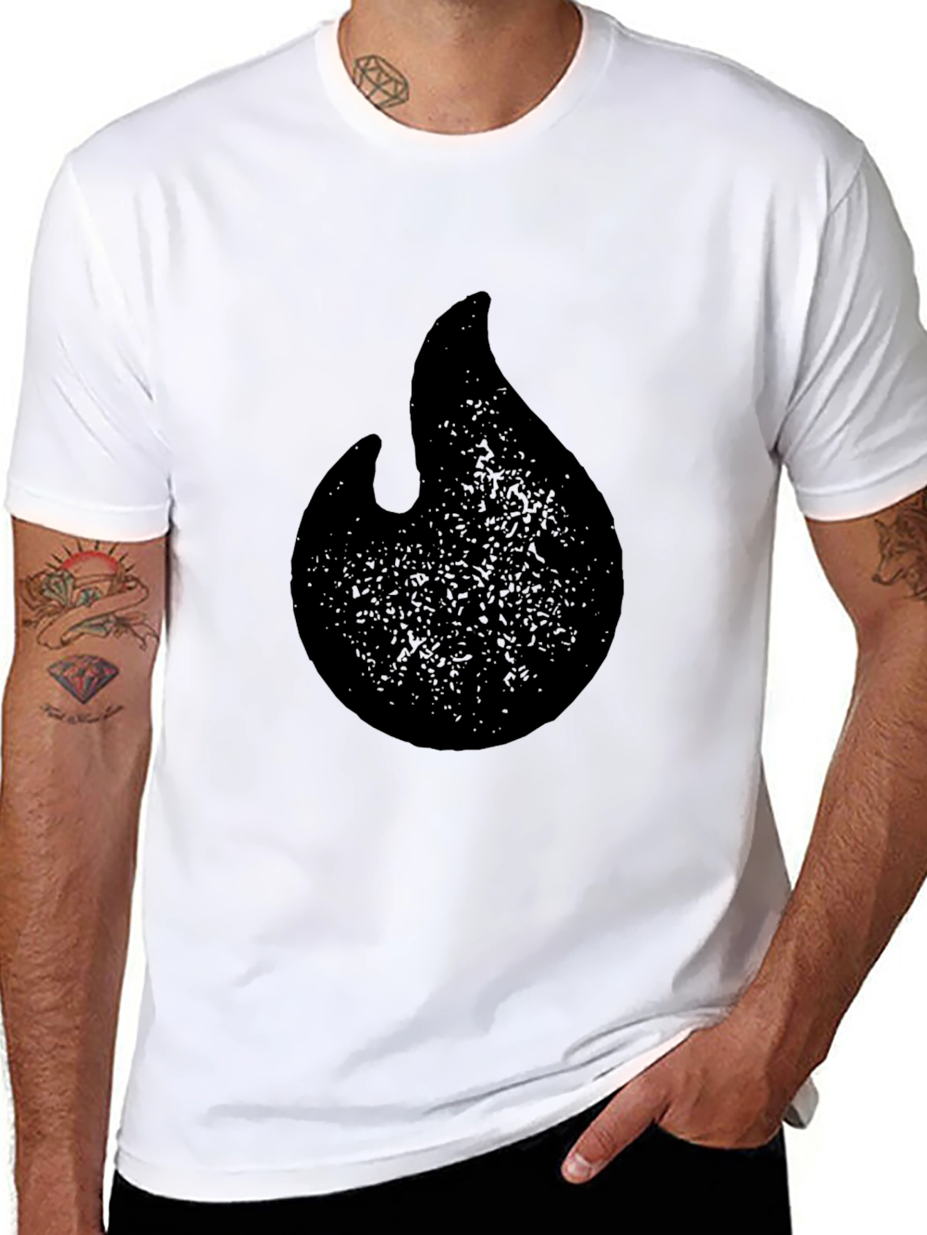 Black Black Flame Graphic T-Shirt - Casual Style view 8