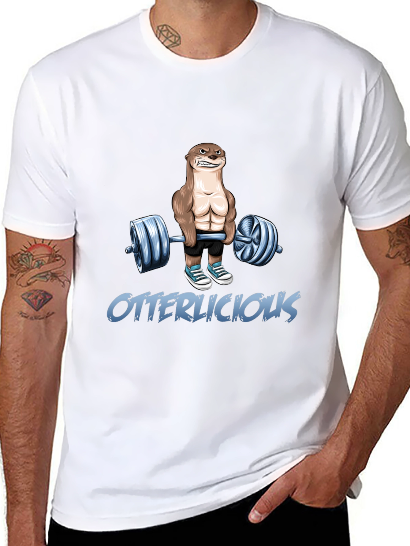Black Otterlicious Workout T-Shirt - Funny Fitness Tee view 8