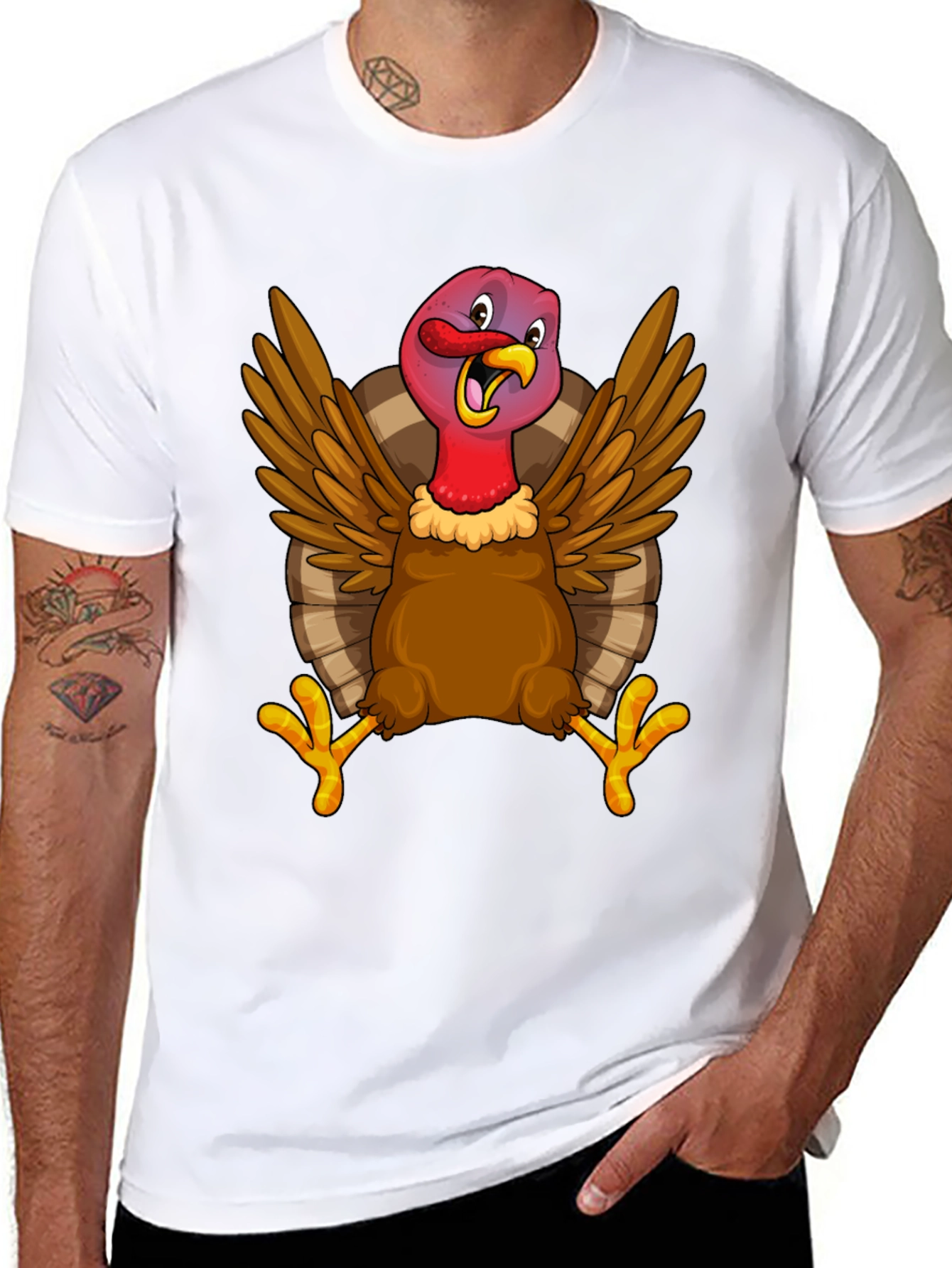 Black Funny Turkey Graphic Tee - Thanksgiving Holiday T-Shirt view 8
