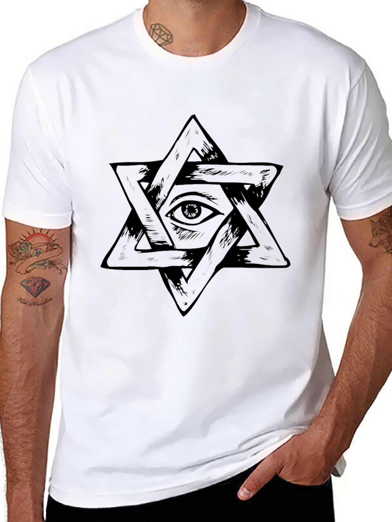 Black Eye of Providence Star T-Shirt - Black Graphic Tee view 8