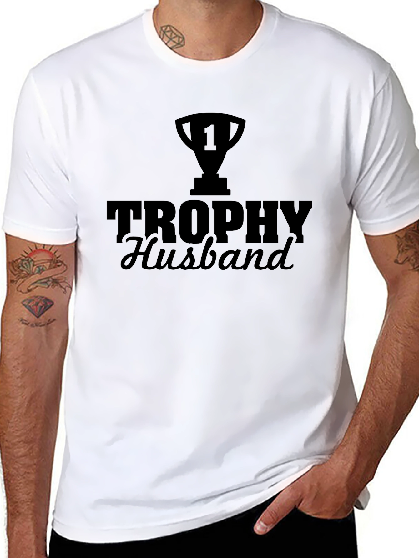 Black Trophy Husband Graphic Tee - Black view 8