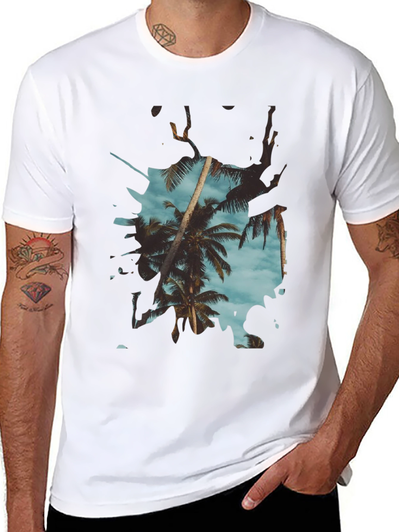 Black Tropical Palm Tree Graphic Tee - Summer Vibes view 8