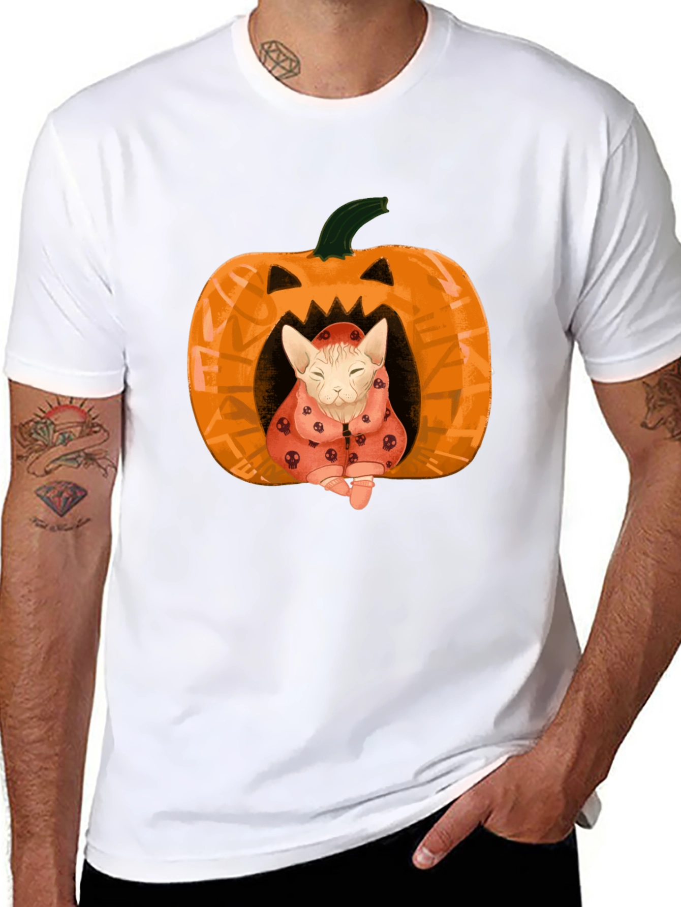 Black Halloween Cat Pumpkin T-Shirt - Spooky Cute! view 8