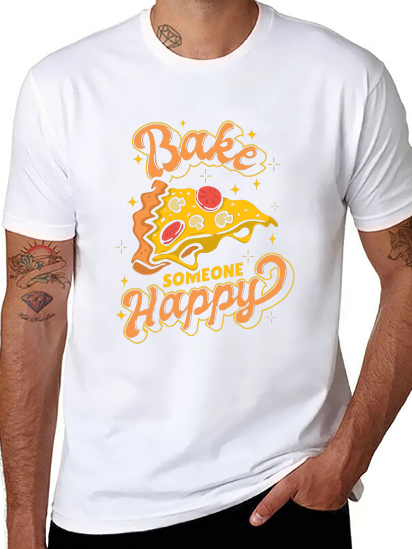 Black Bake Someone Happy Pizza Graphic T-Shirt view 8