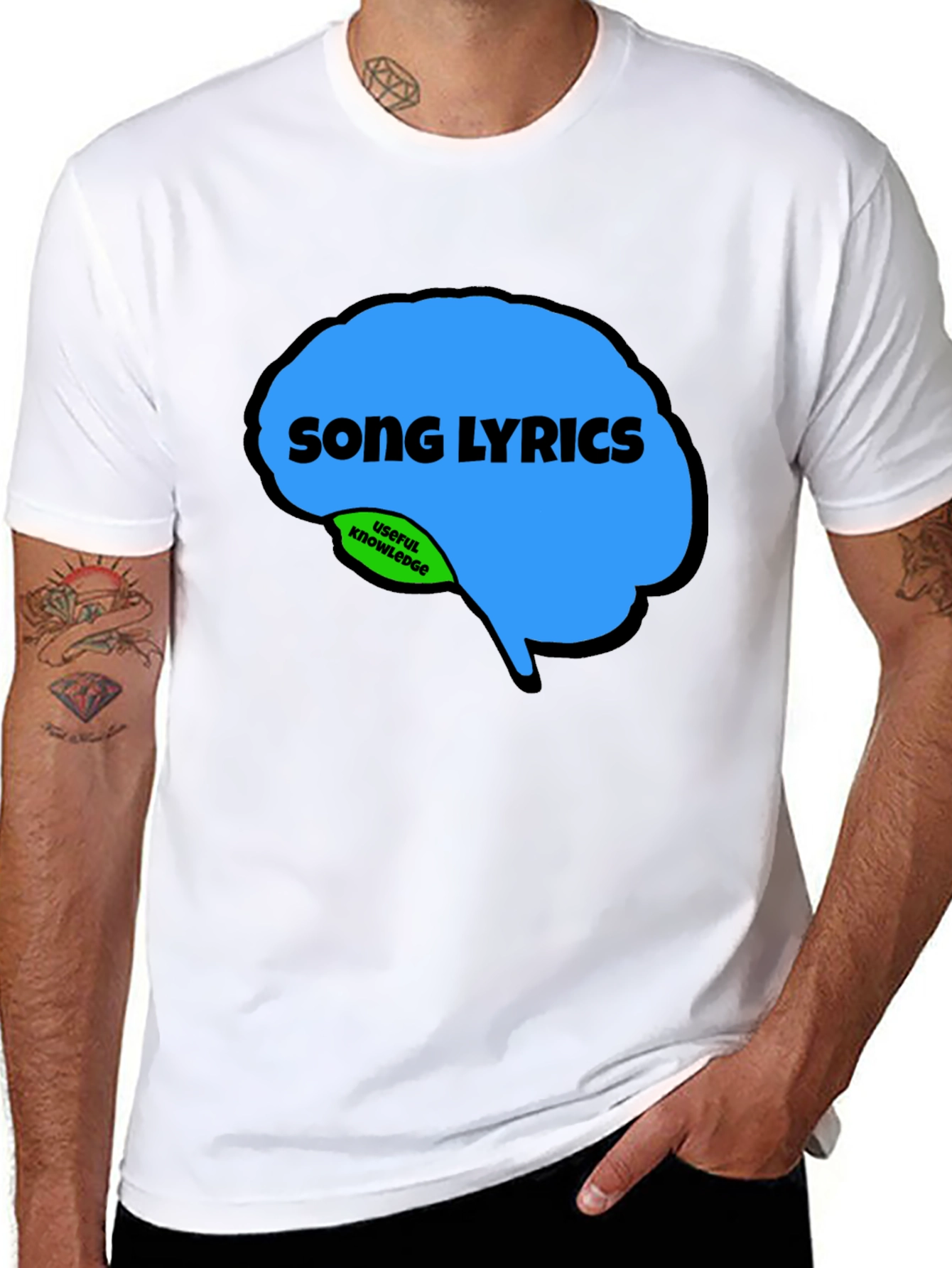 Black Song Lyrics Brain T-Shirt - Funny Music Lover Tee view 8