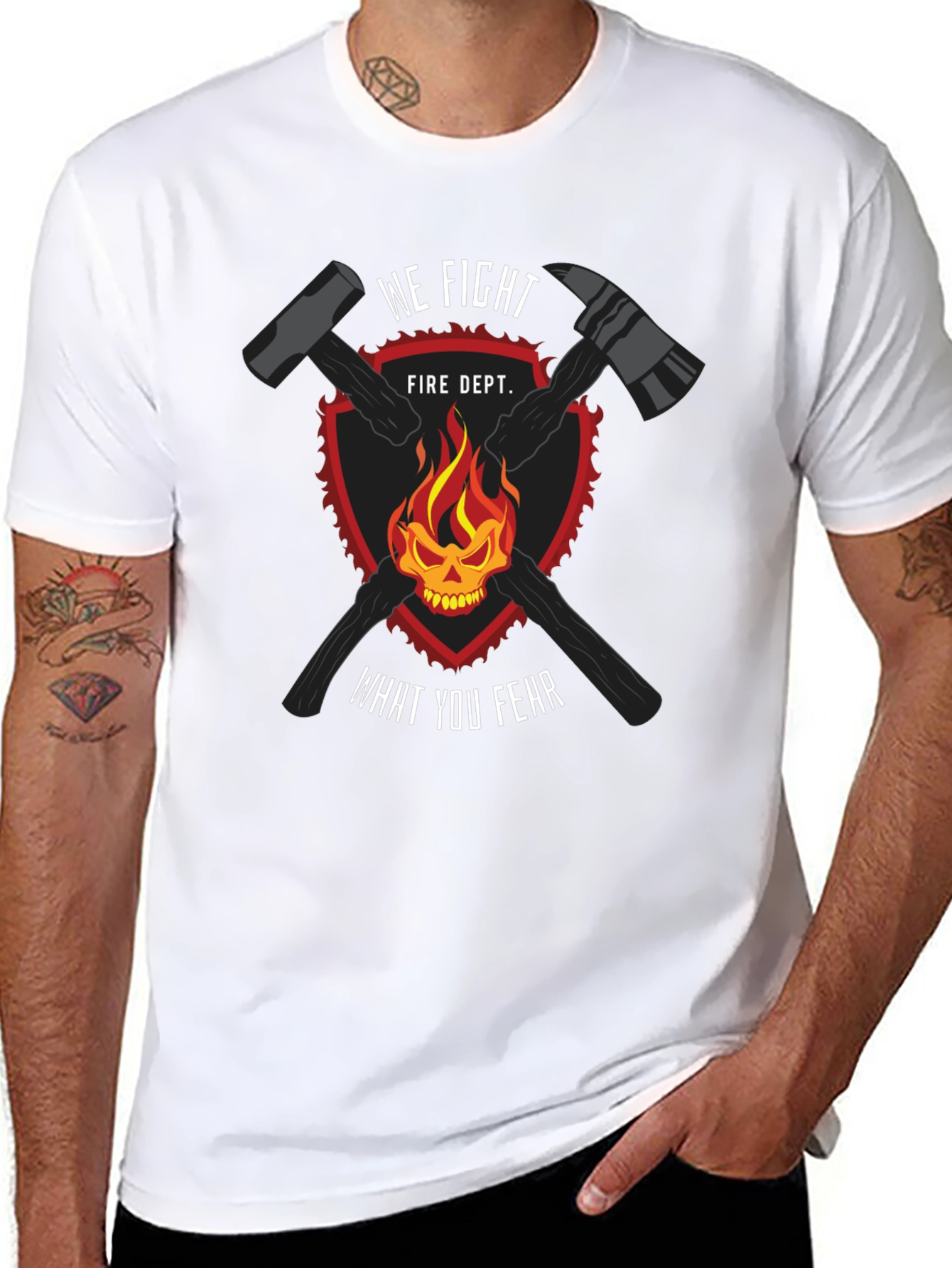 Black Firefighter Skull & Axes Graphic Tee - We Fight What You Fear view 8