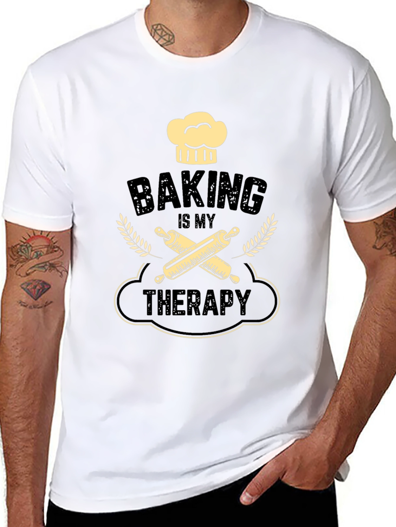 Black Baking Is My Therapy Graphic T-Shirt view 8