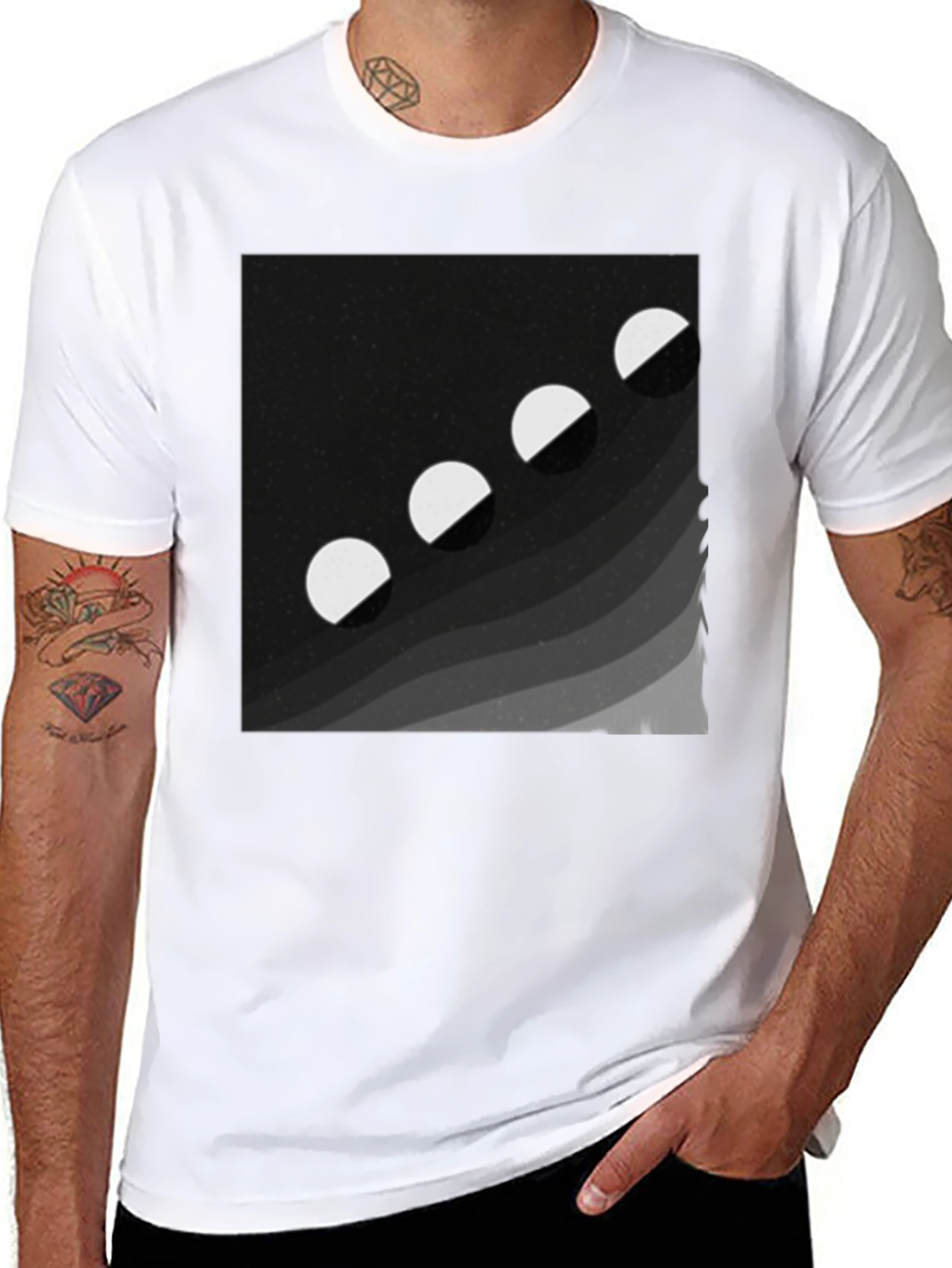 Black Lunar Phase Graphic Tee - Black Cotton Comfort view 8