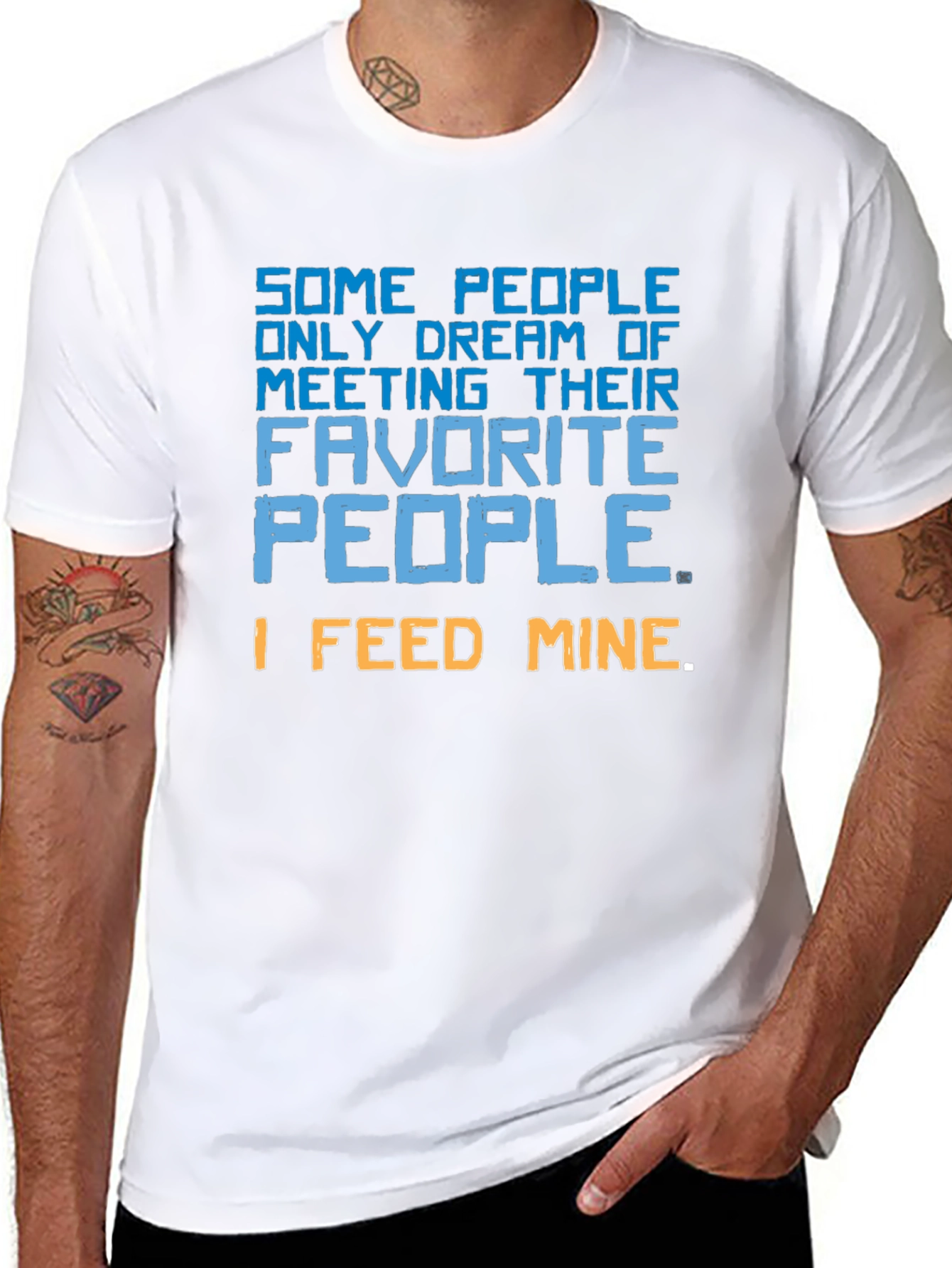 Black Humorous 'I Feed Mine' Graphic Print Black T-Shirt view 8