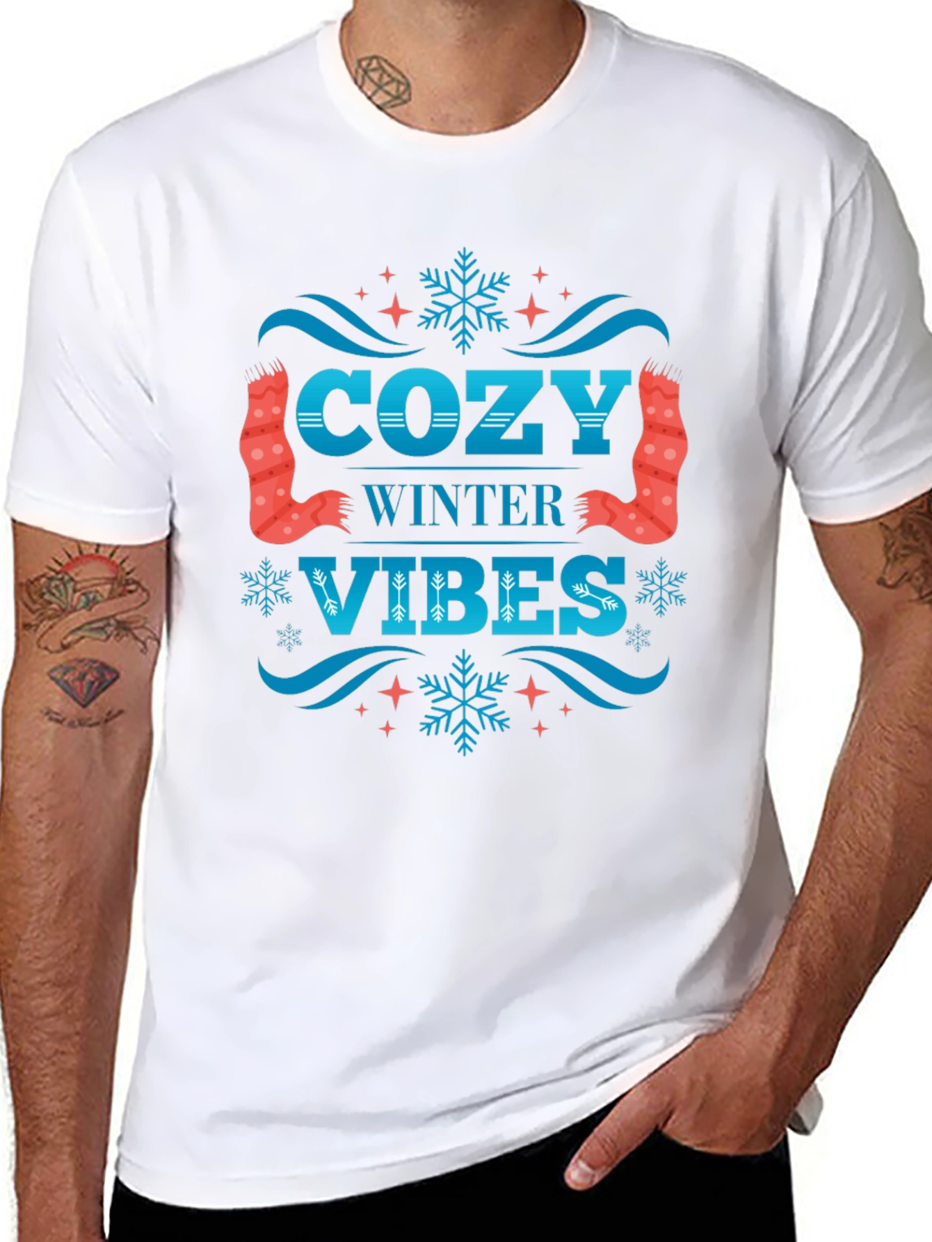Black Cozy Winter Vibes Graphic T-Shirt view 8