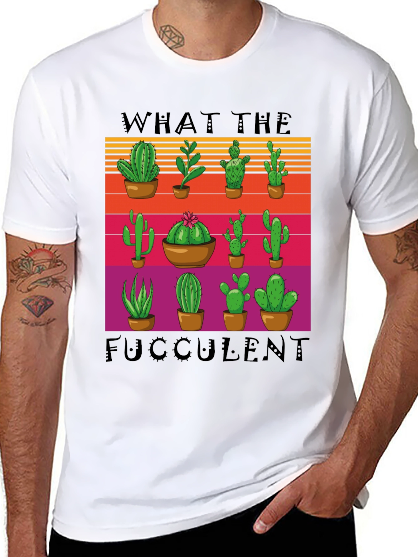 Black What the Fucculent T-Shirt view 8