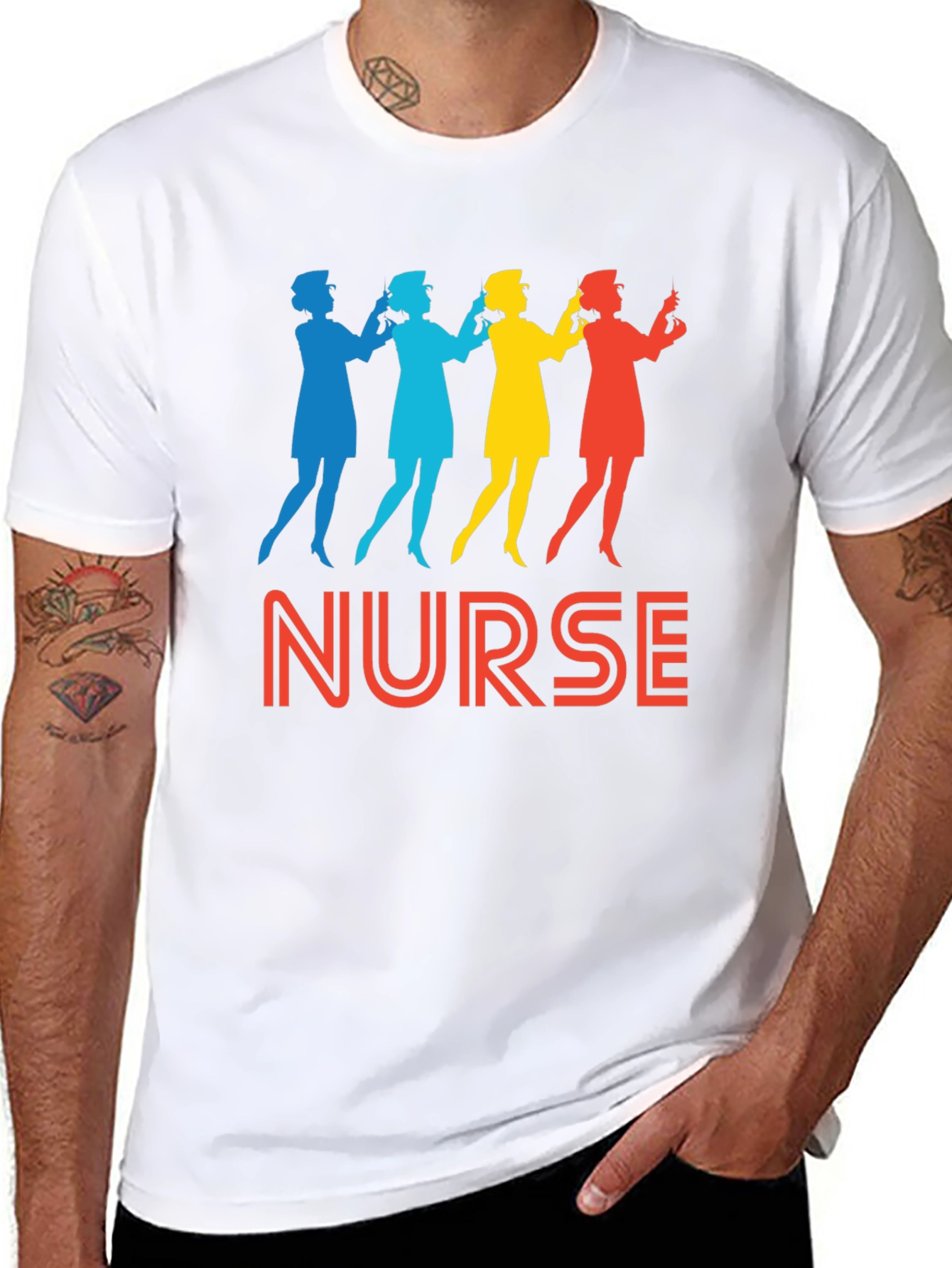 Black Nurse Silhouette Graphic Tee - Retro Style view 8