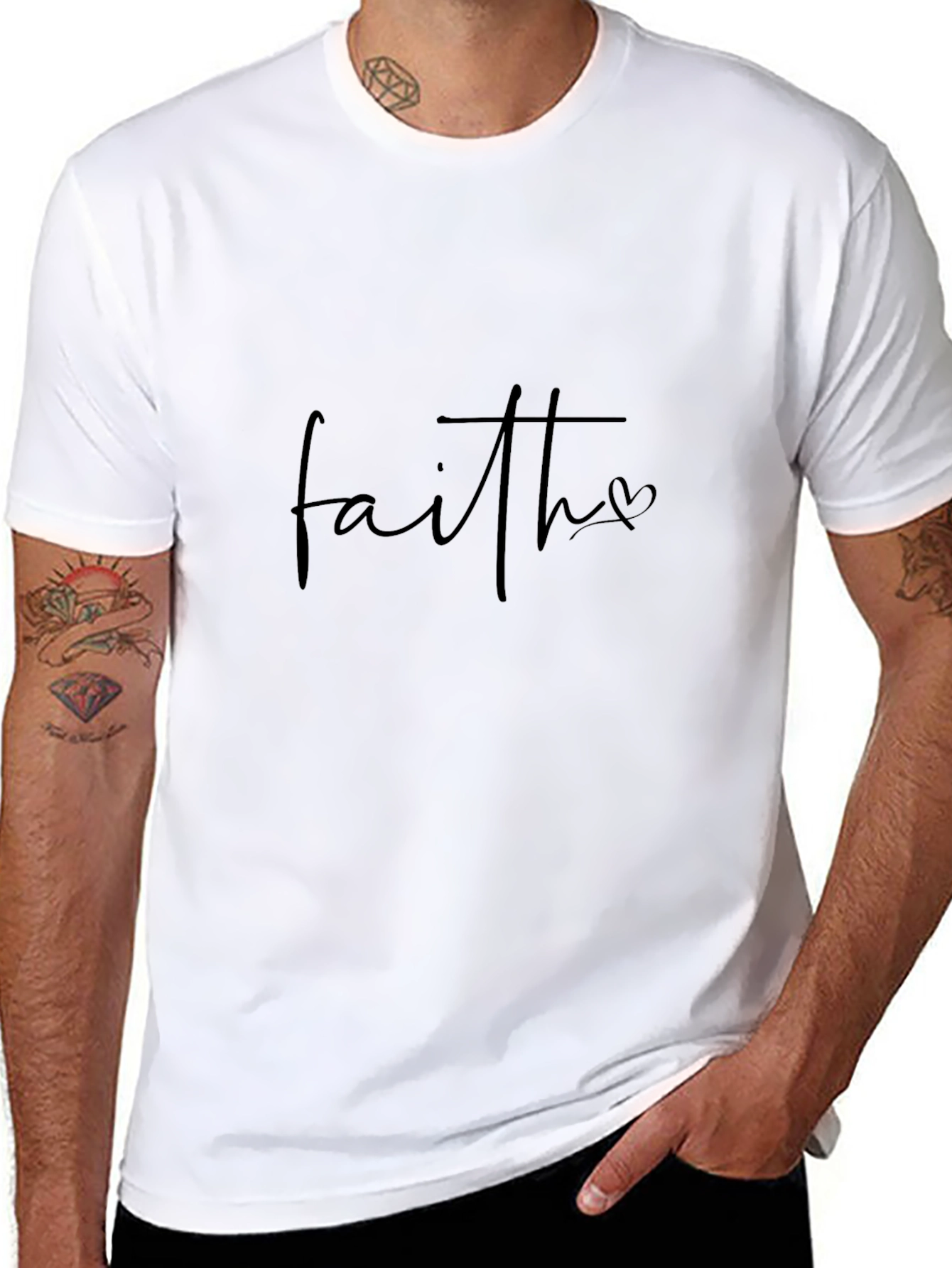 Black Faith Heart T-Shirt - Stylish Christian Apparel view 8
