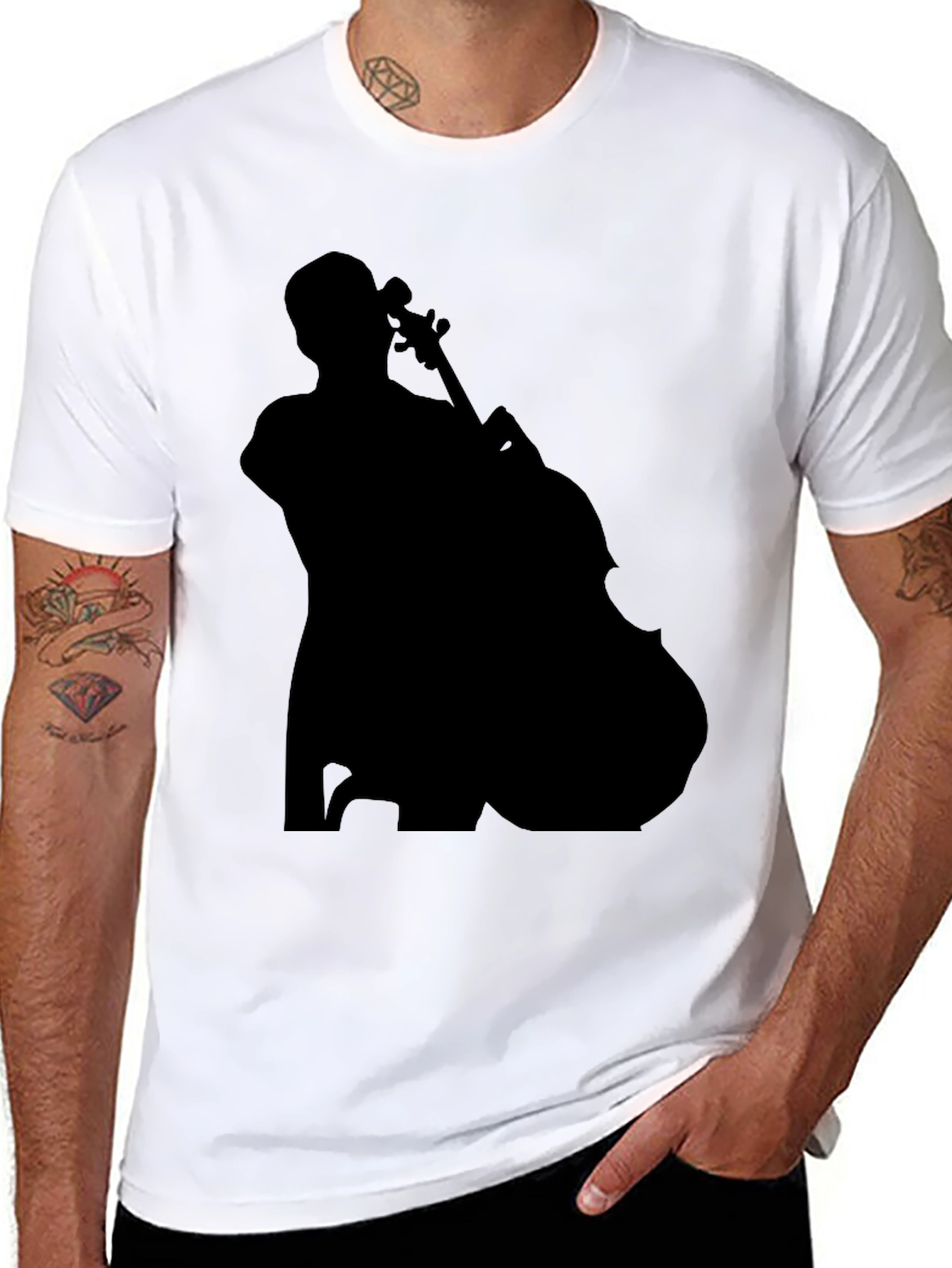 Black Musician Silhouette Graphic Tee - Black view 8