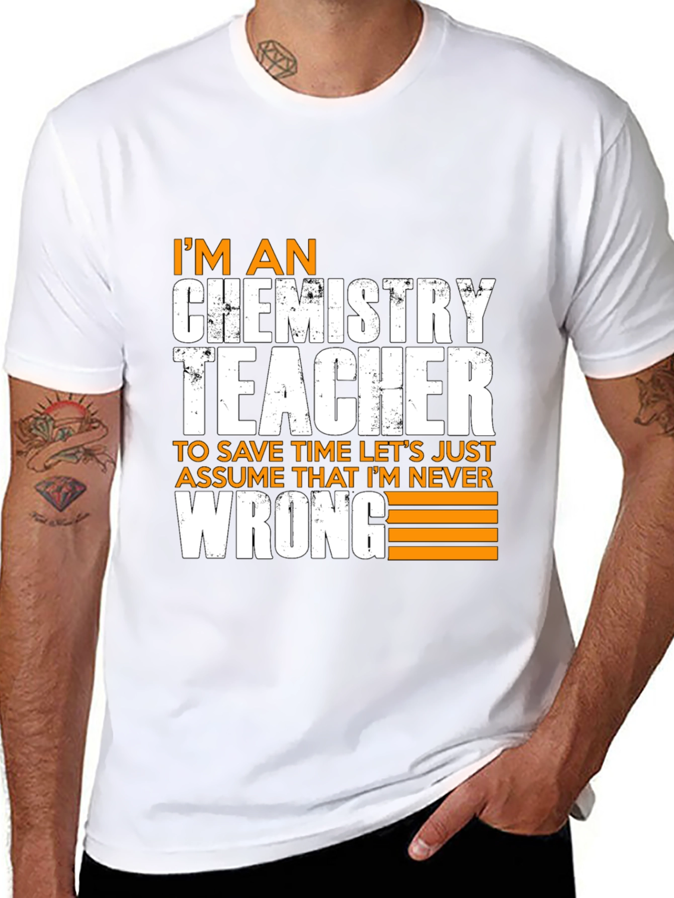 Black Chemistry Teacher Novelty T-Shirt - Assume I'm Never Wrong! view 8