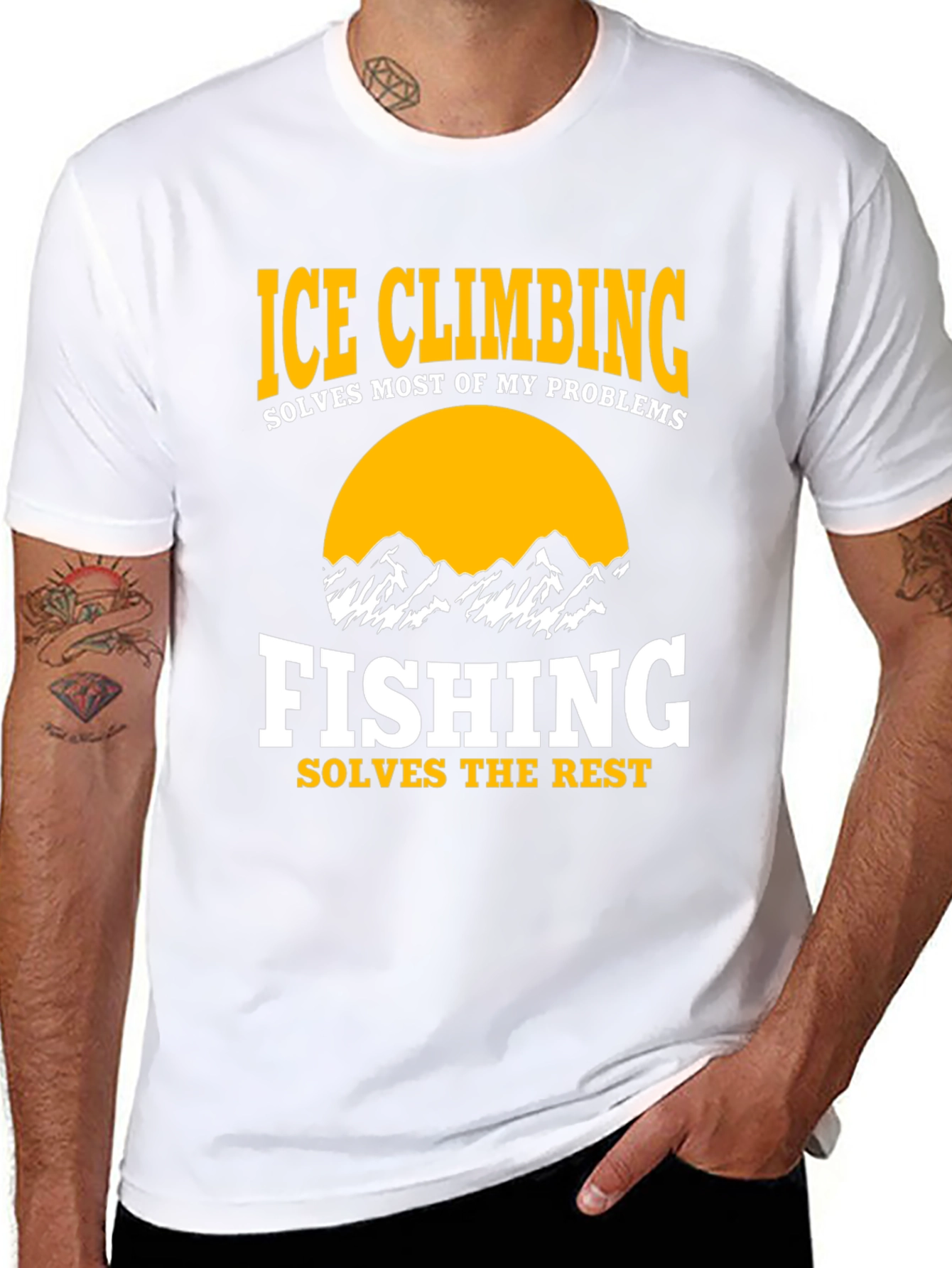 Black Ice Climbing & Fishing Graphic T-Shirt view 8