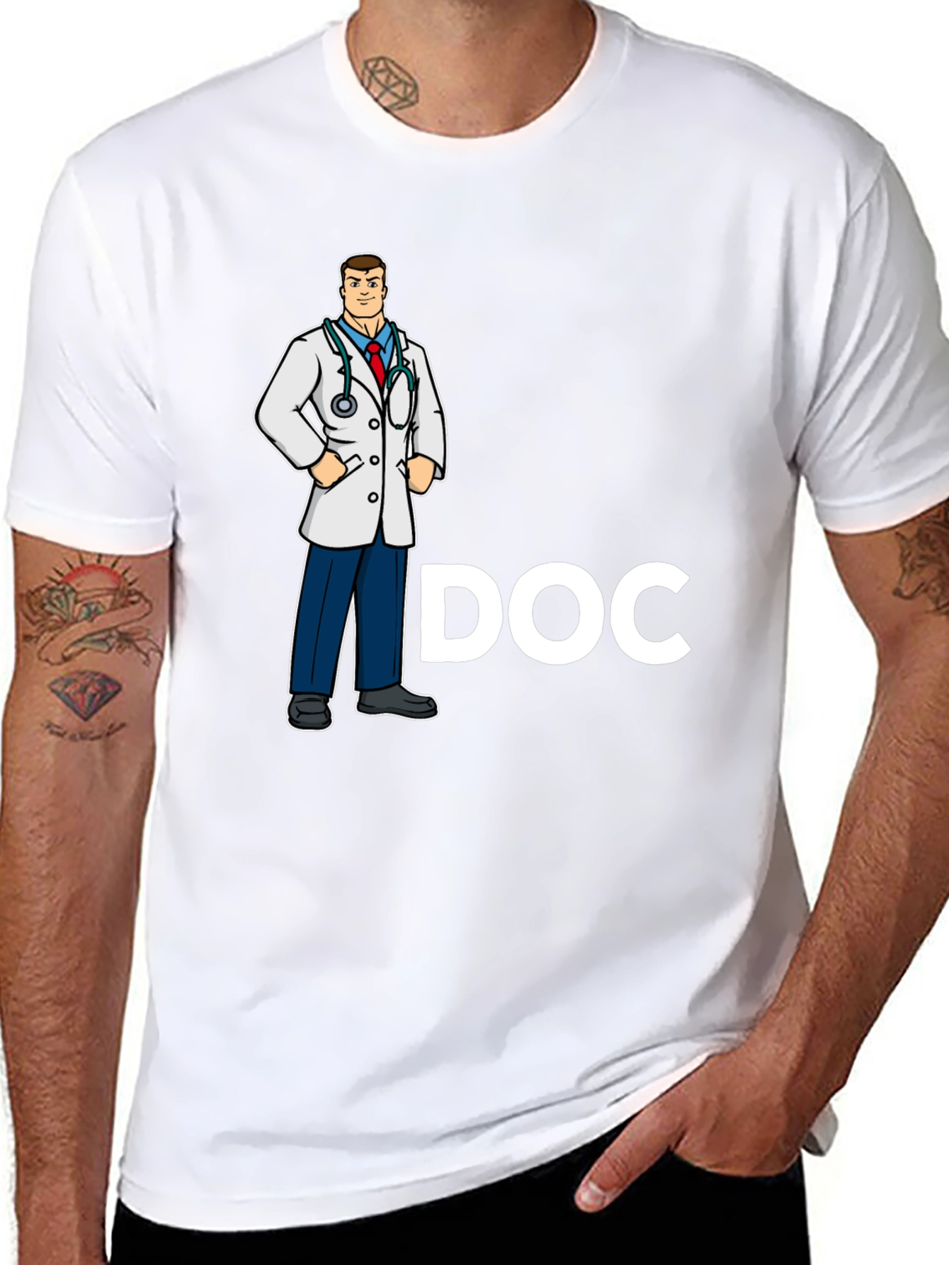 Black Doctor Cartoon Graphic Black T-Shirt view 8