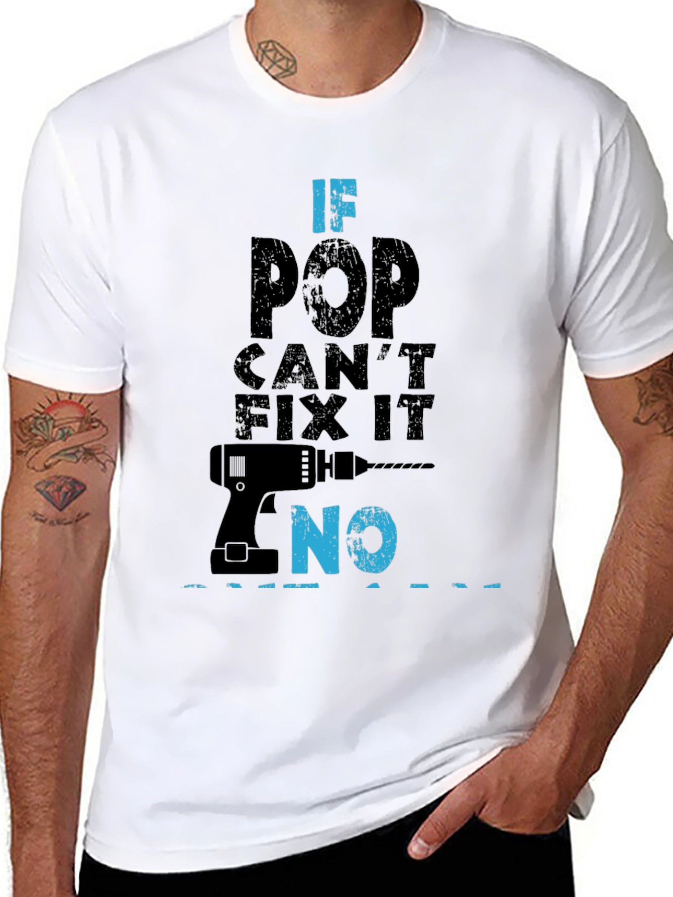 Black If Pop Can't Fix It No Funny Father's Day T-Shirt view 8