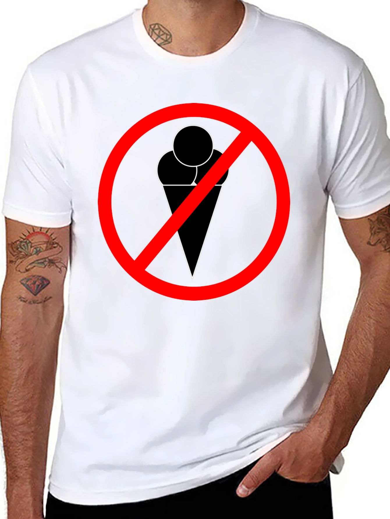 Black No Ice Cream Zone T-Shirt - Soft Cotton Blend, Forbidden Dessert view 8