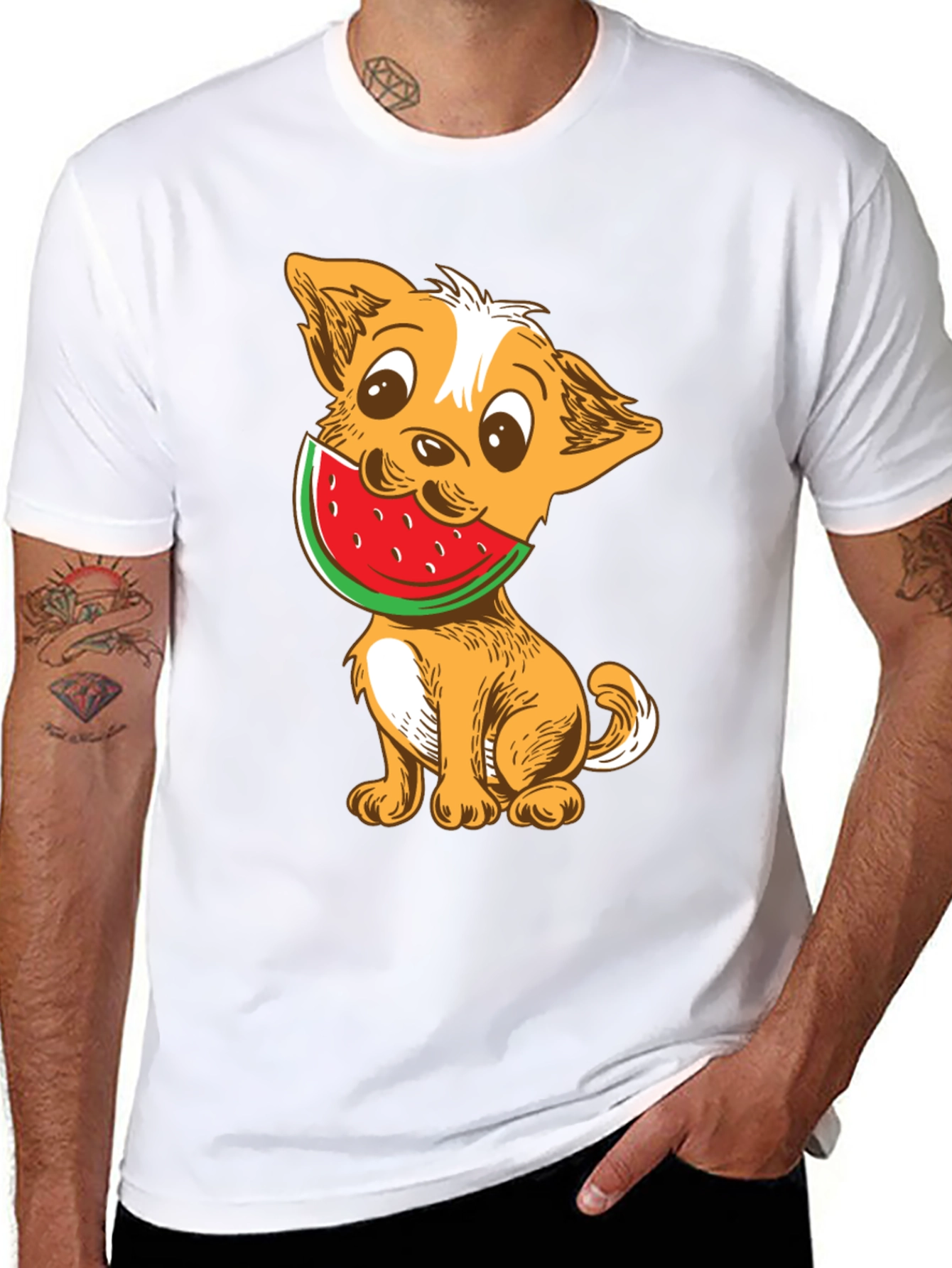 Black Dog with Watermelon Graphic T-Shirt view 8