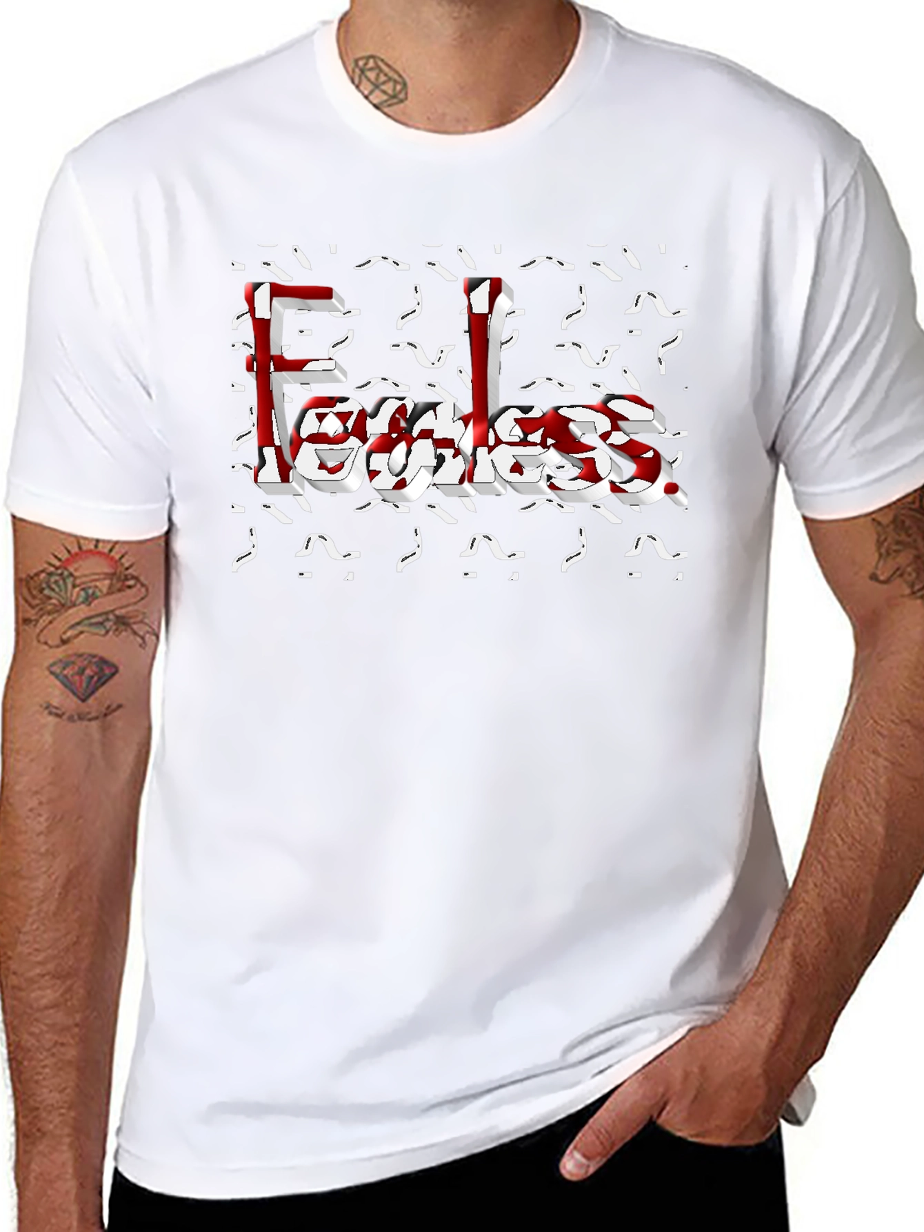 Black Fearless Graphic T-Shirt - Stylish Cotton Blend view 8