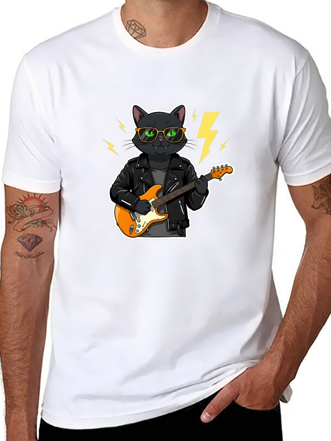 Black Cool Cat Rocker T-Shirt - Black view 8