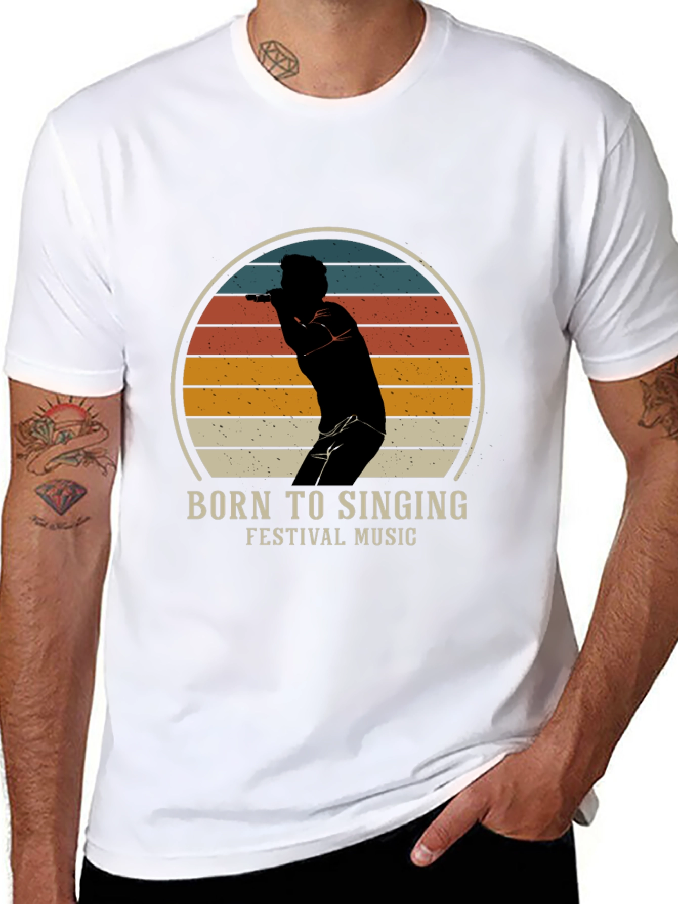 Black Born to Sing T-Shirt - Festival Music view 8