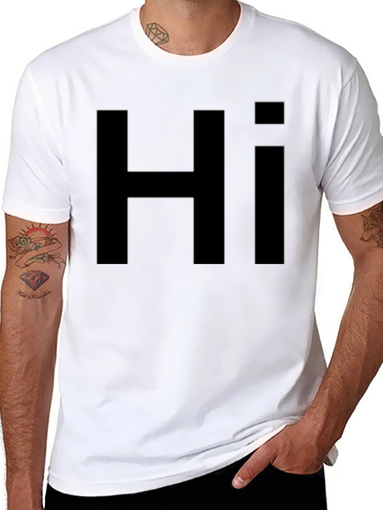 Black Black "Hi" Graphic T-Shirt - Casual Style view 8