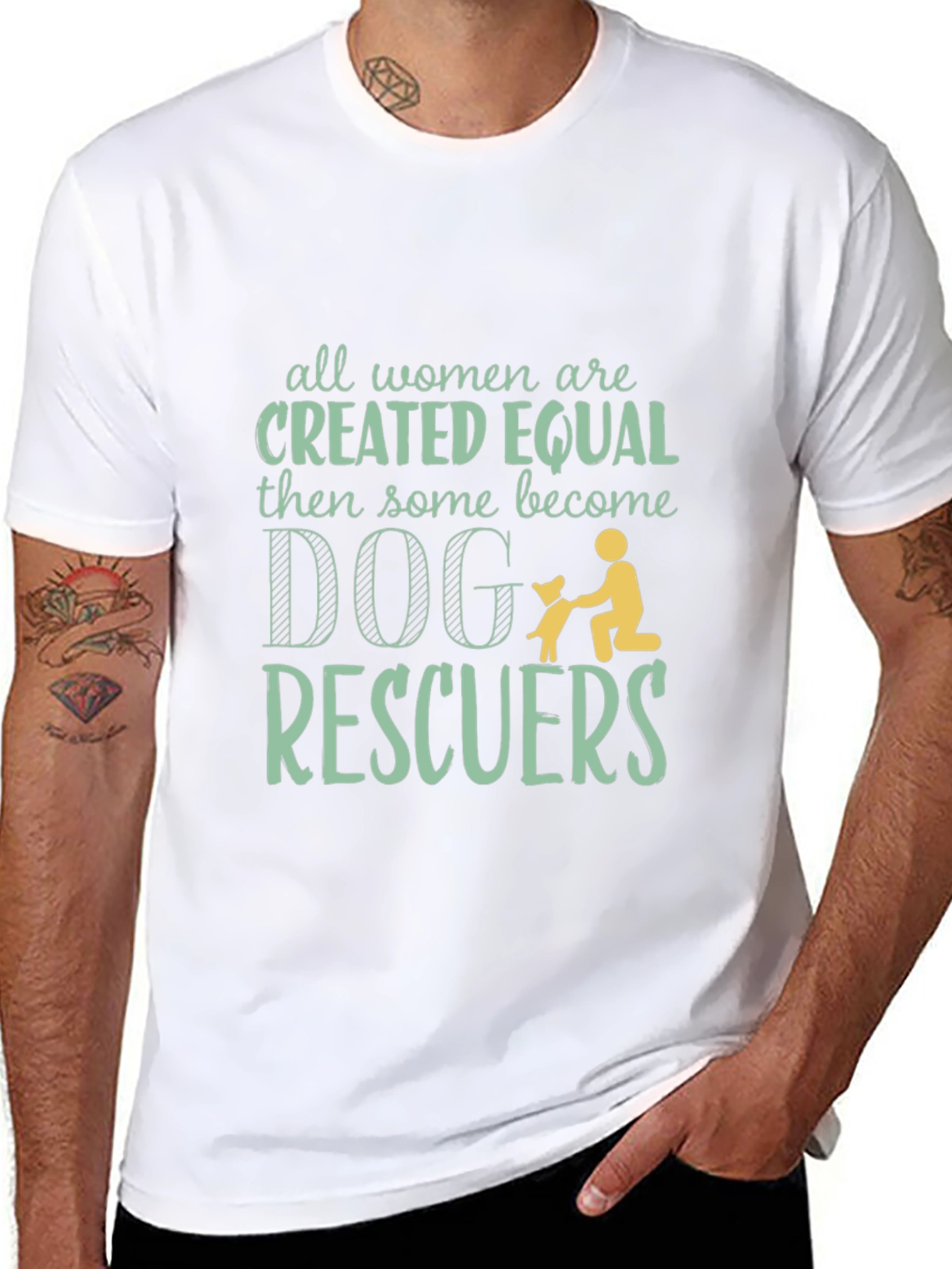 Black Dog Rescuer Tee - All Women Are Created Equal T-Shirt view 8