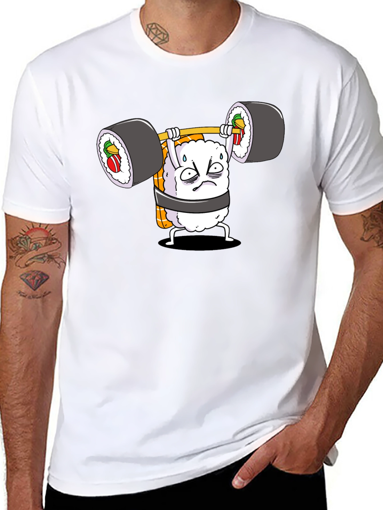 Black Sushi Weightlifter Graphic Tee view 8