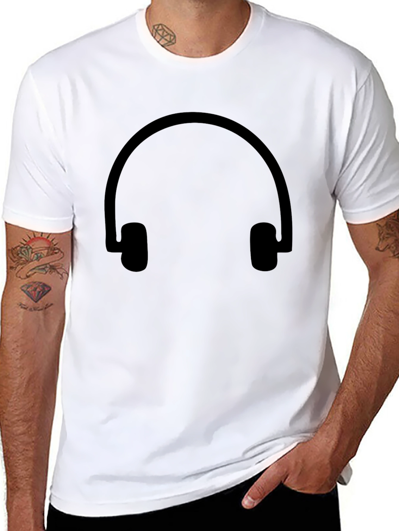 Black Black Headphone Graphic Tee - Casual Style view 8