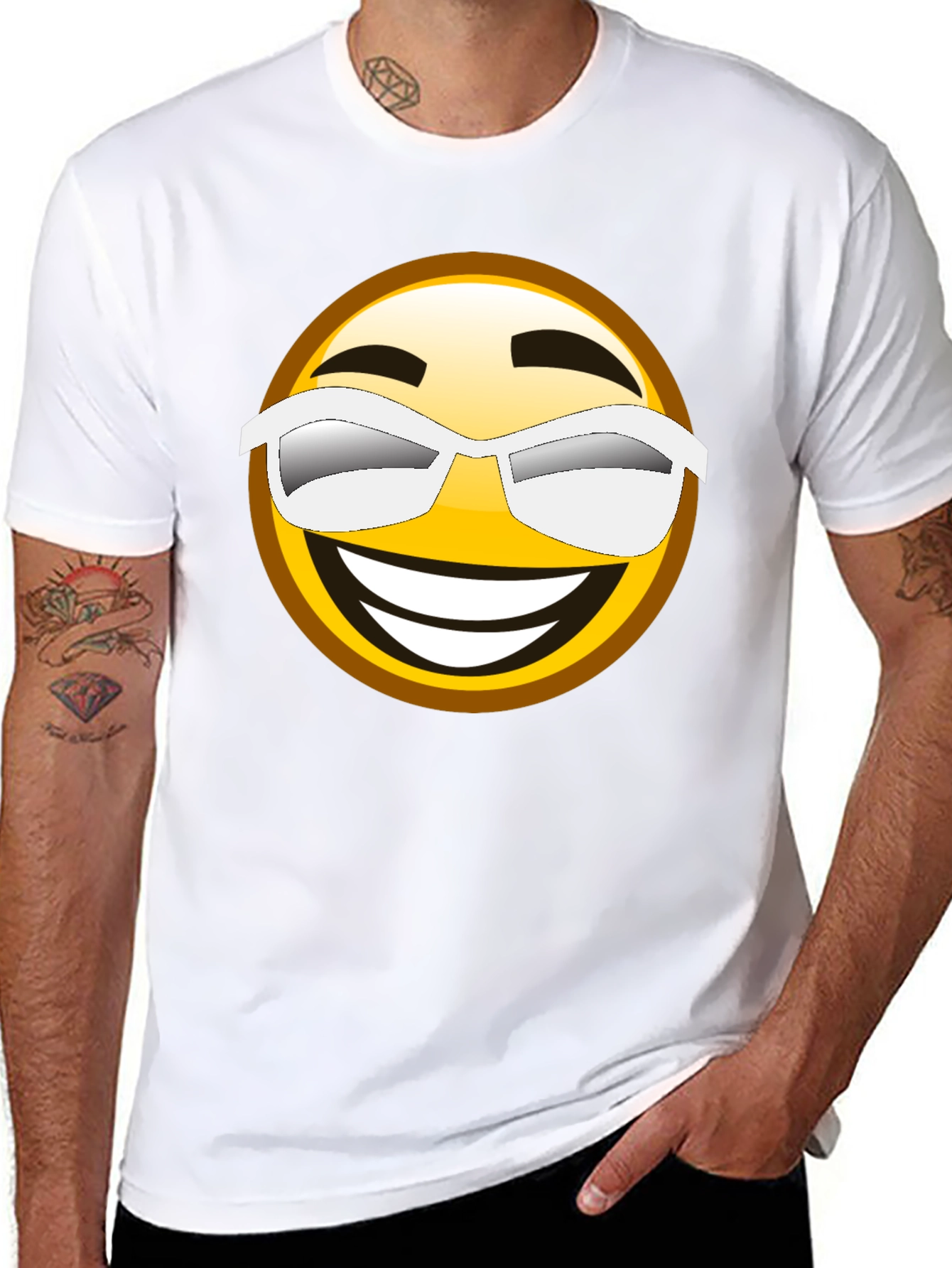 Black Cool Emoji Graphic Black T-Shirt view 8