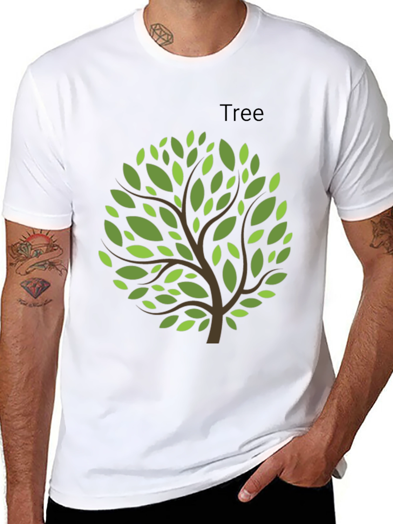 Black Nature Inspired Tree Graphic Tee - Black view 8