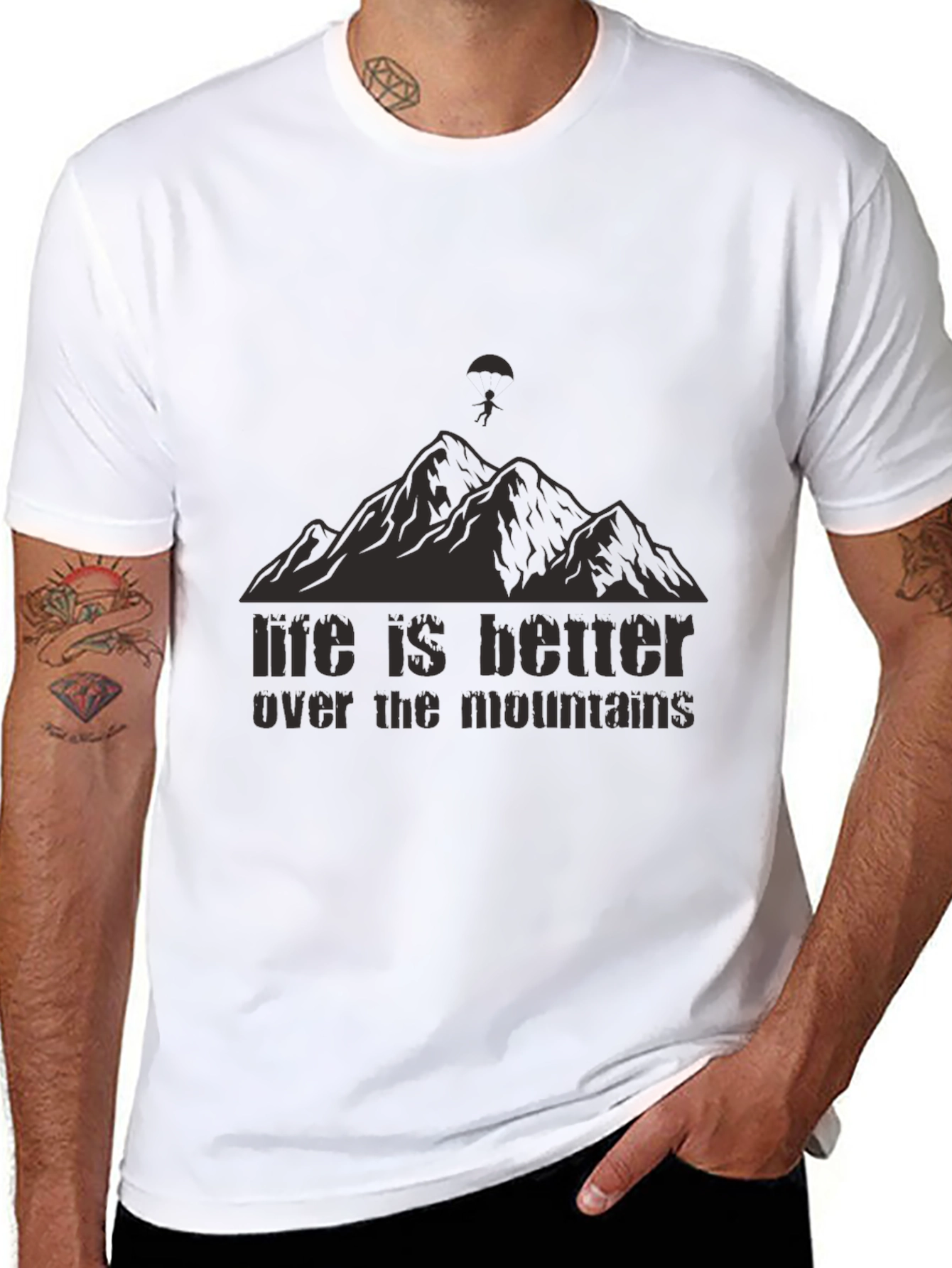 Black Life is Better Over The Mountains Black T-Shirt view 8