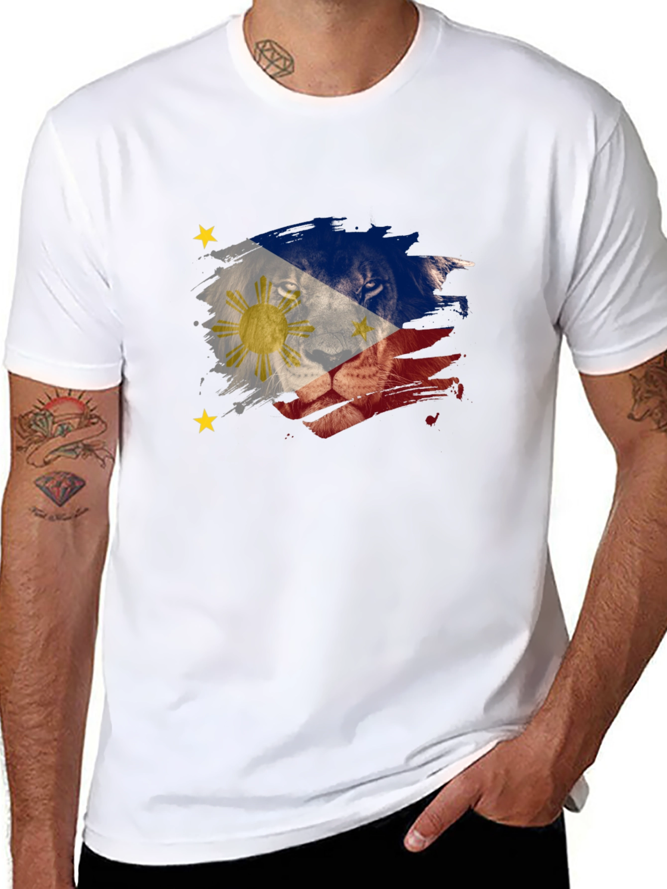 Black Lion Flag Graphic Tee - Men's Black T-Shirt view 8