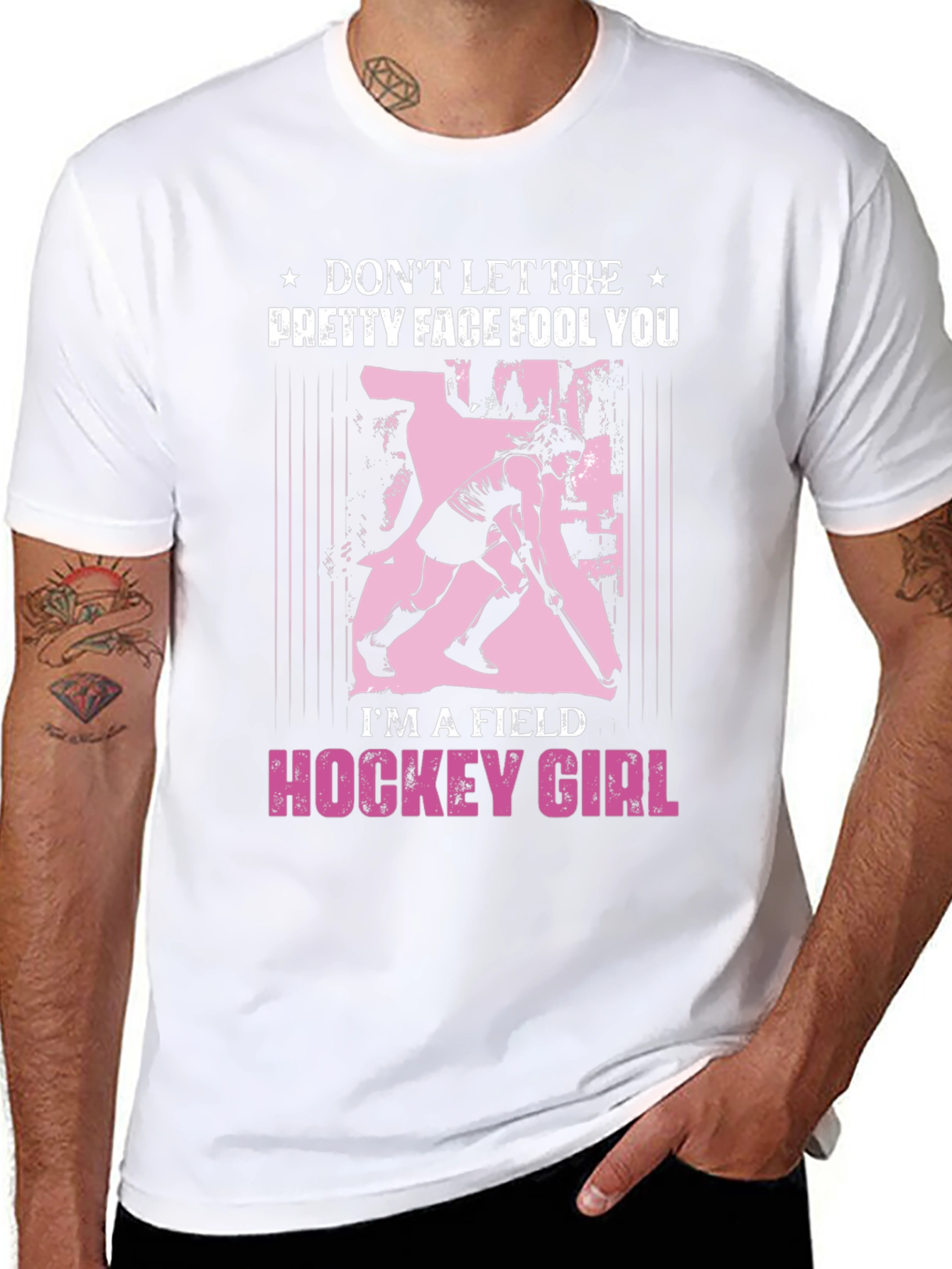 Black Field Hockey Girl T-Shirt - Don't Let The Pretty Face Fool You view 8