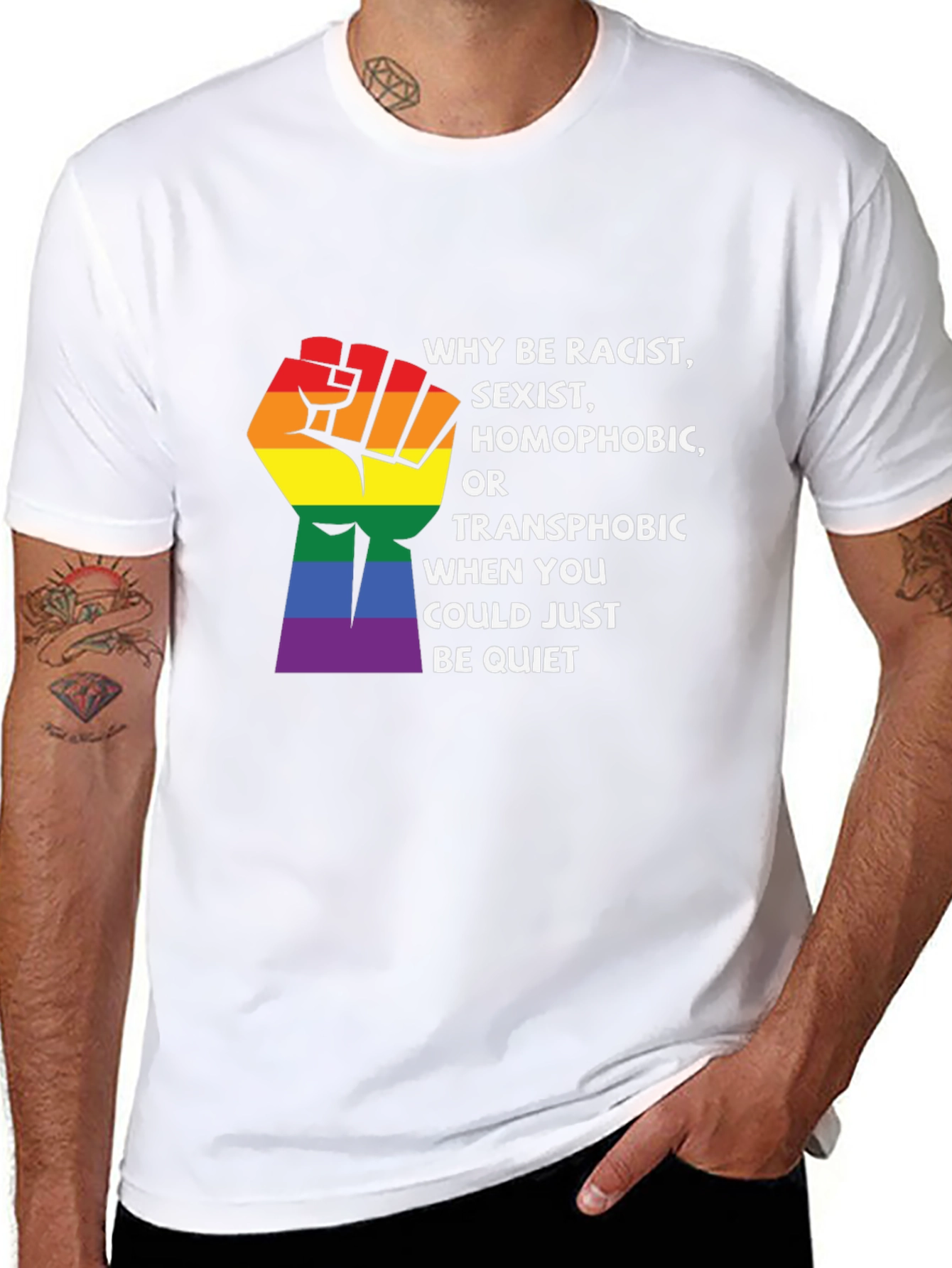 Black Equality Pride Graphic Tee - Why Be Racist view 8