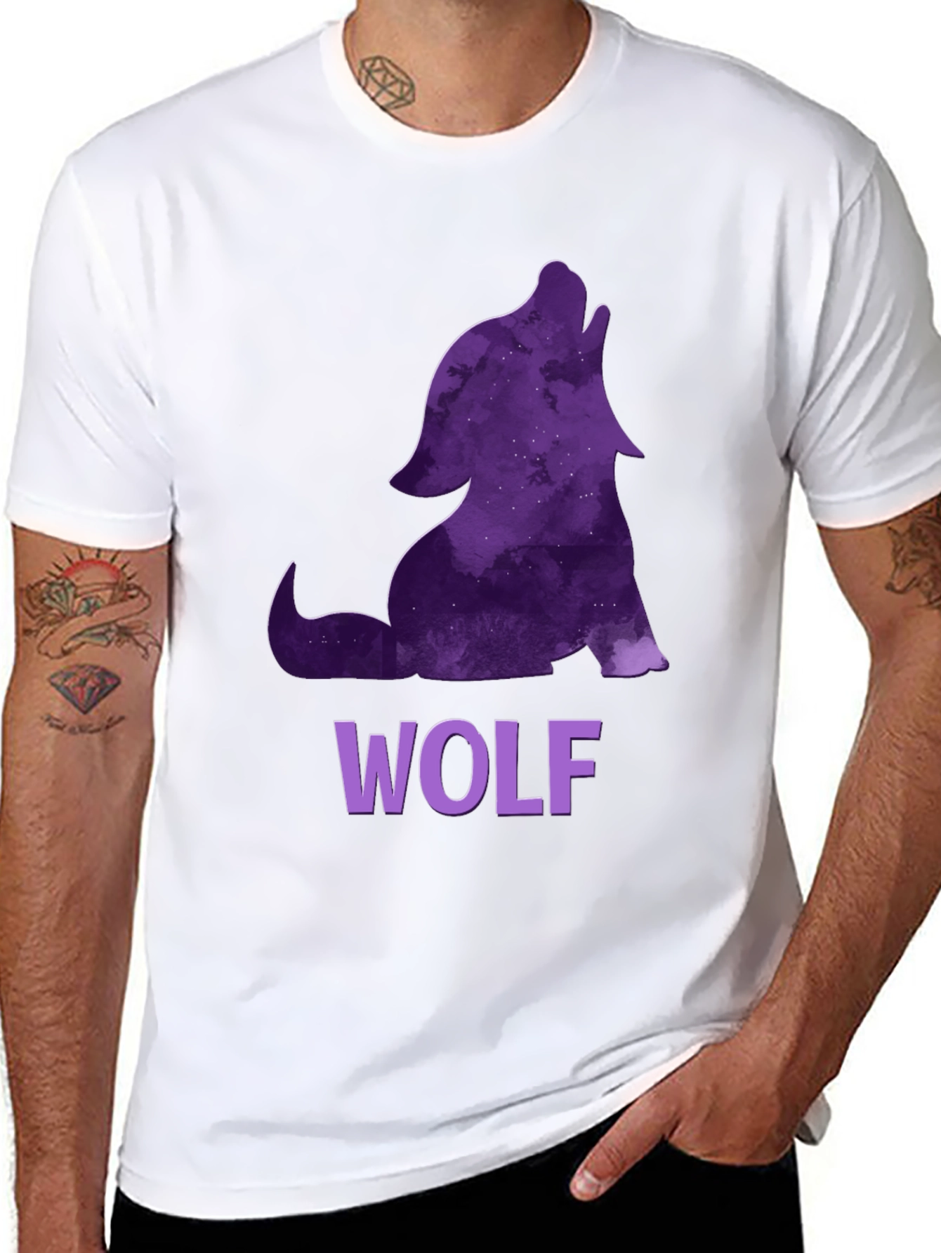 Black Wolf Galaxy T-Shirt - Men's Black Tee view 8