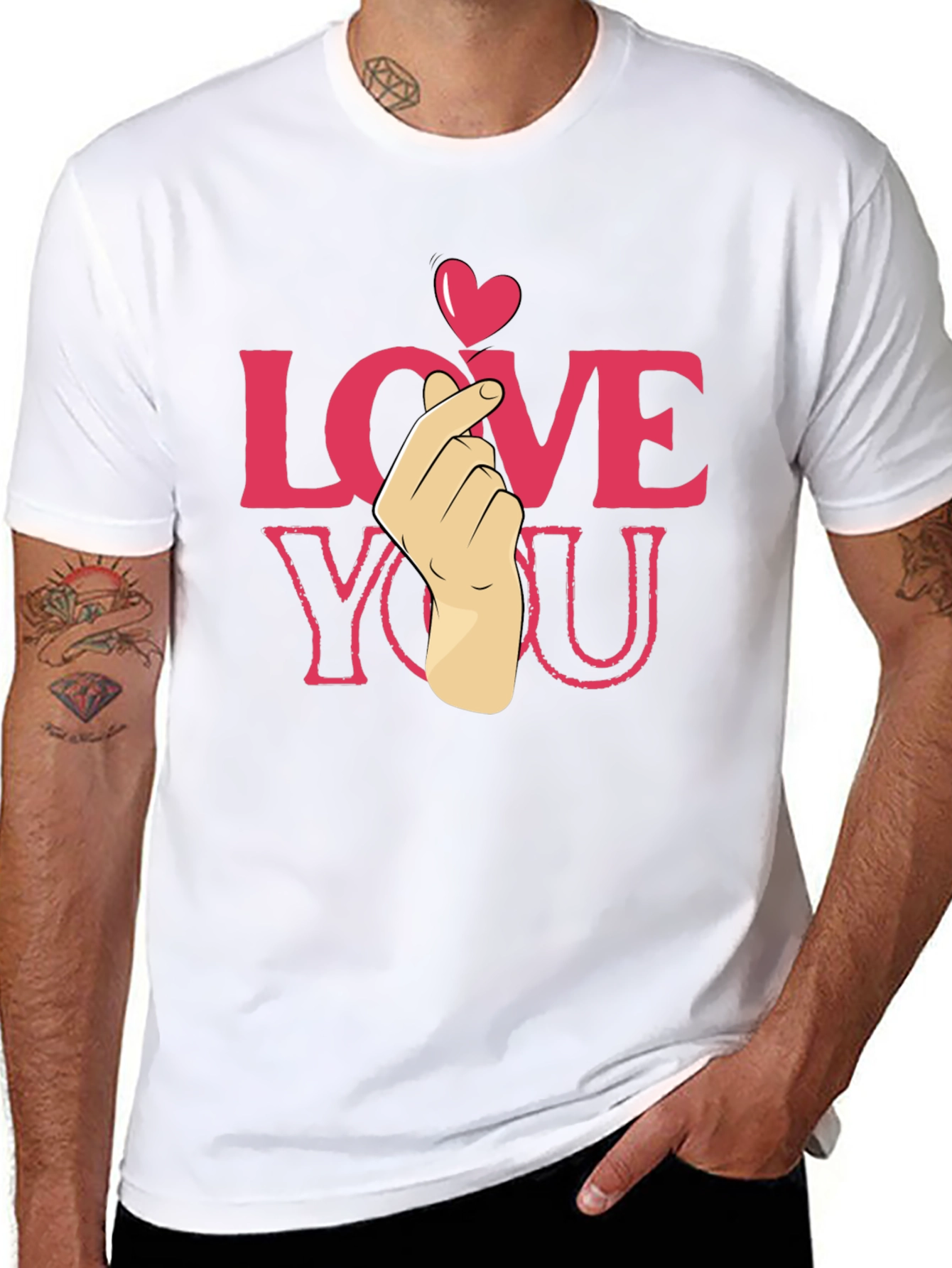 Black Love You Heart Finger T-Shirt - Cute & Trendy view 8