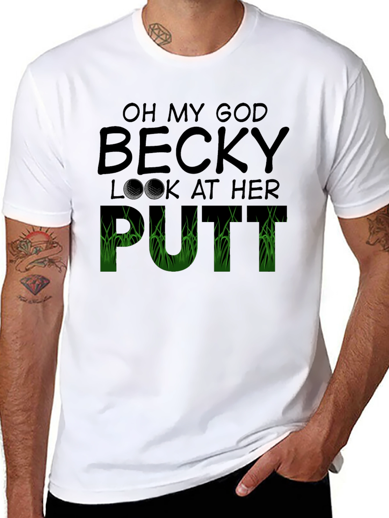 Black Oh My God Becky T-Shirt Funny Golf Tee view 8
