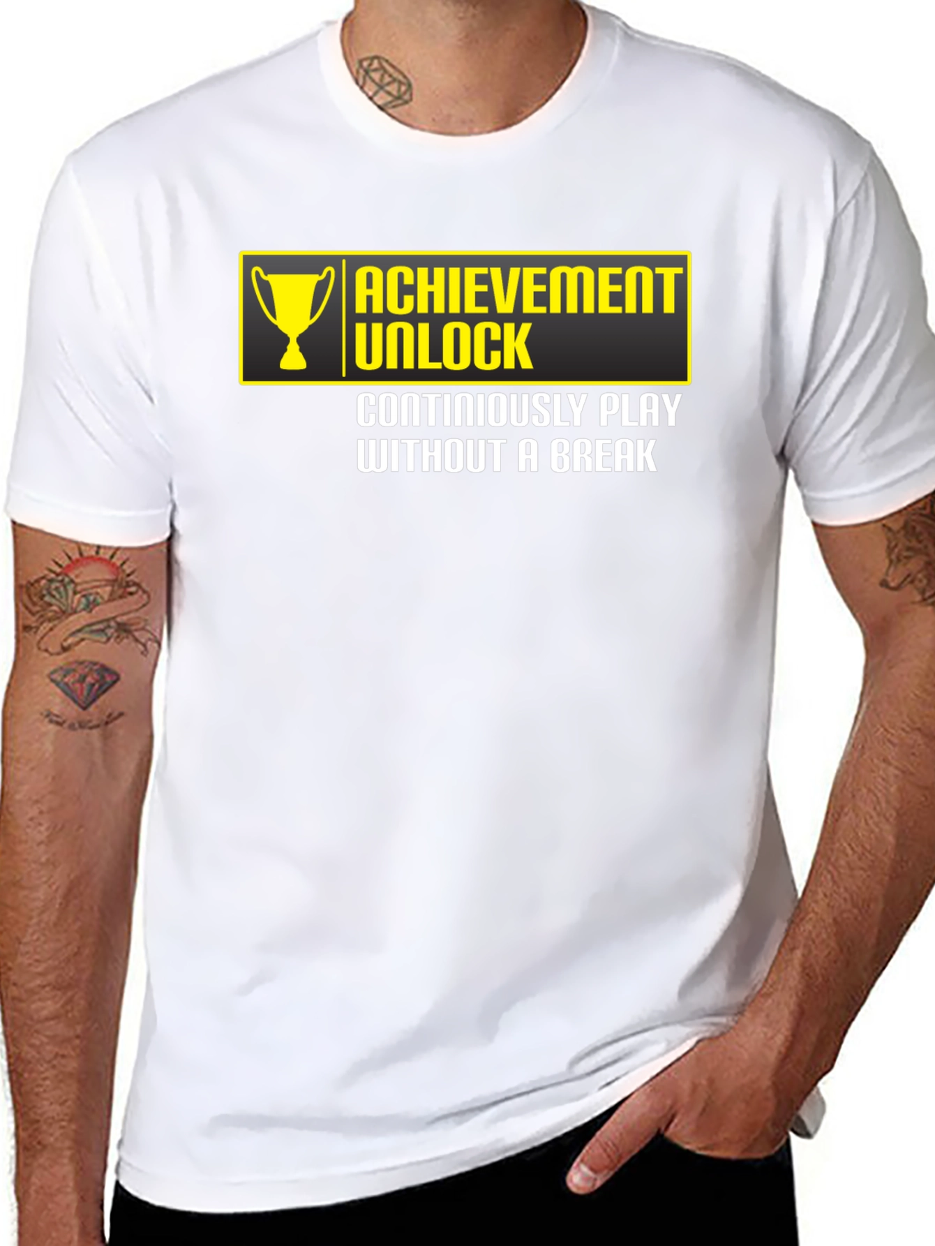 Black Achievement Unlocked Gamer T-Shirt - Play Without a Break view 8