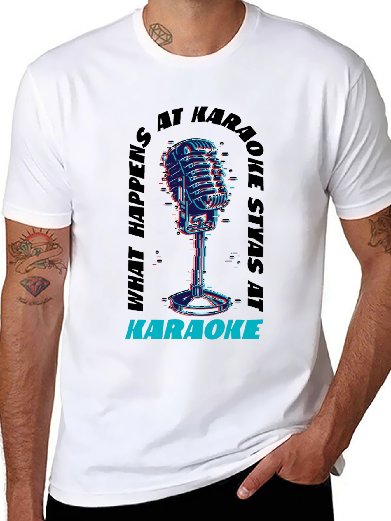 Black Karaoke Vibes Tee - "What Happens At Karaoke Stays At Karaoke" view 8