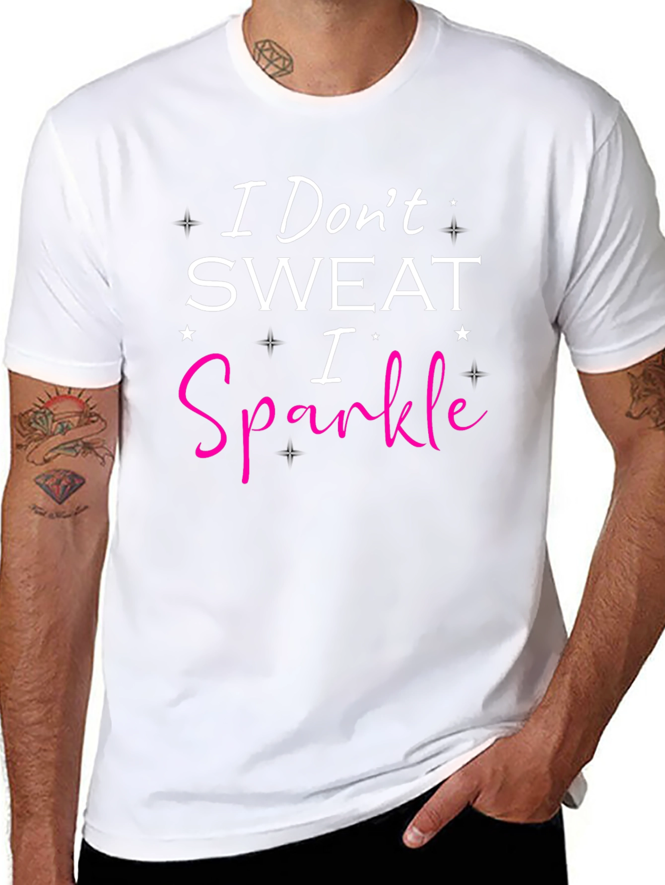 Black I Don't Sweat I Sparkle Graphic Tee view 8