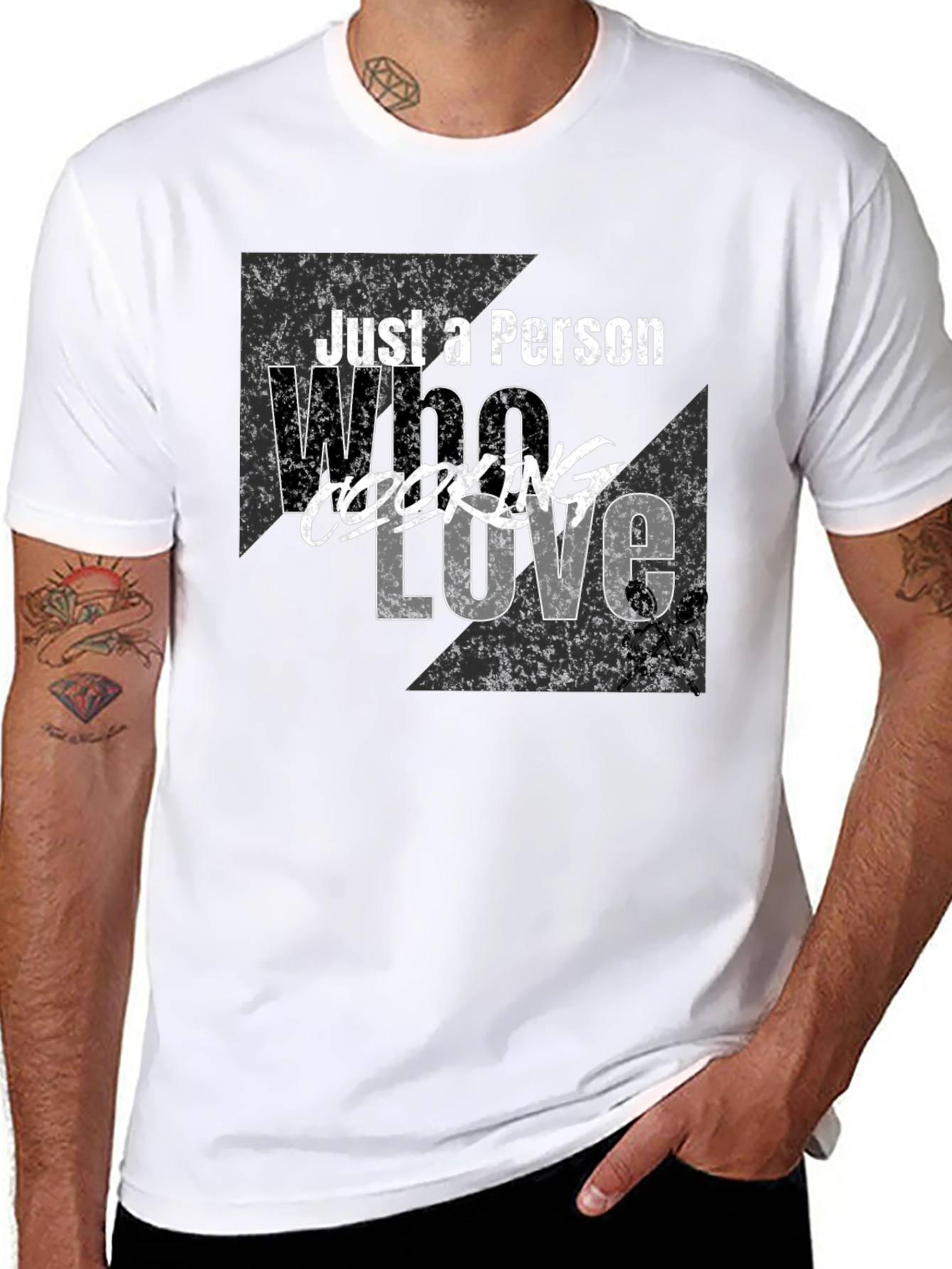 Black Just A Person Who Loves Cooking T-Shirt view 8