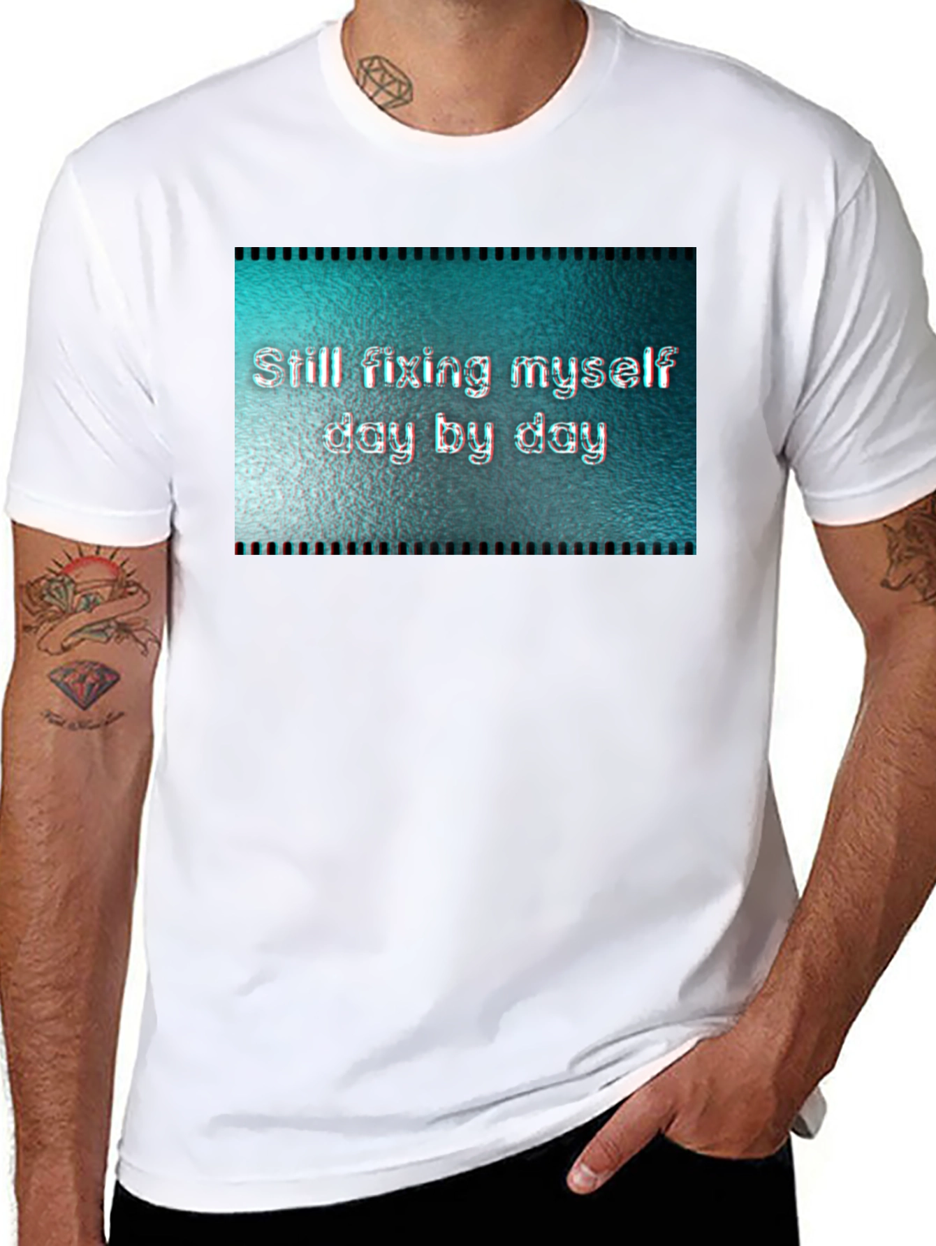 Black Fixing Myself Tee - Daily Motivation T-Shirt view 8