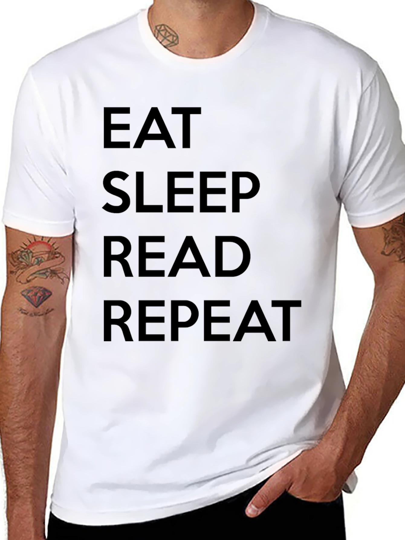 Black Eat Sleep Read Repeat Graphic Tee view 8