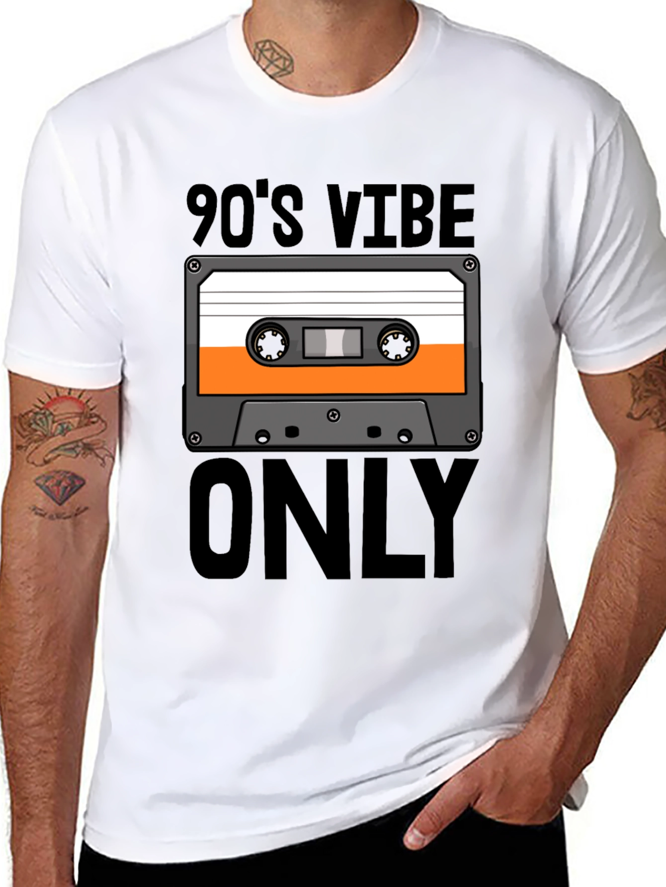Black 90's Vibe Only Cassette Tape T-Shirt - Retro Style Tee view 8
