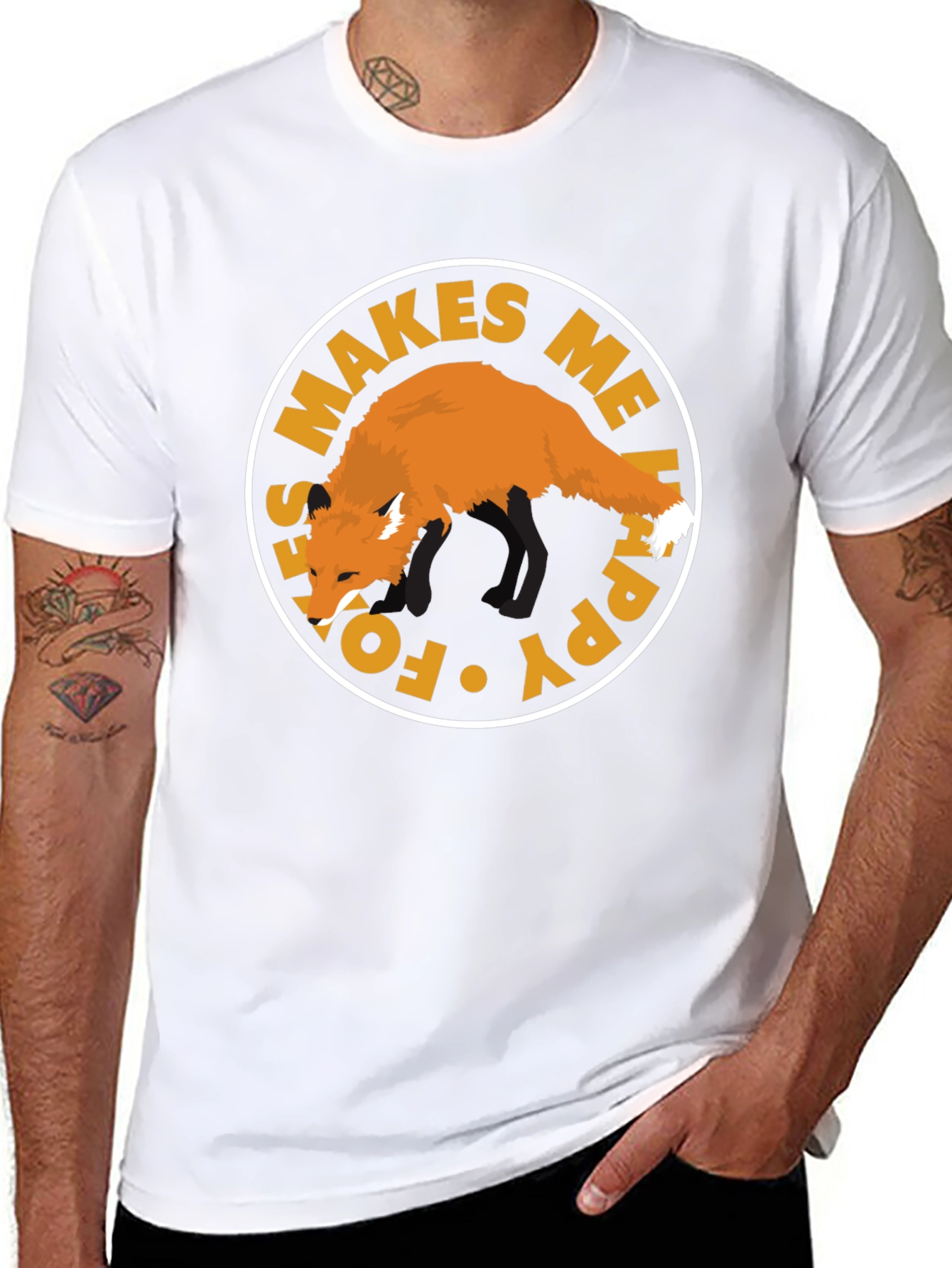 Black Fox Makes Me Happy Graphic T-Shirt view 8