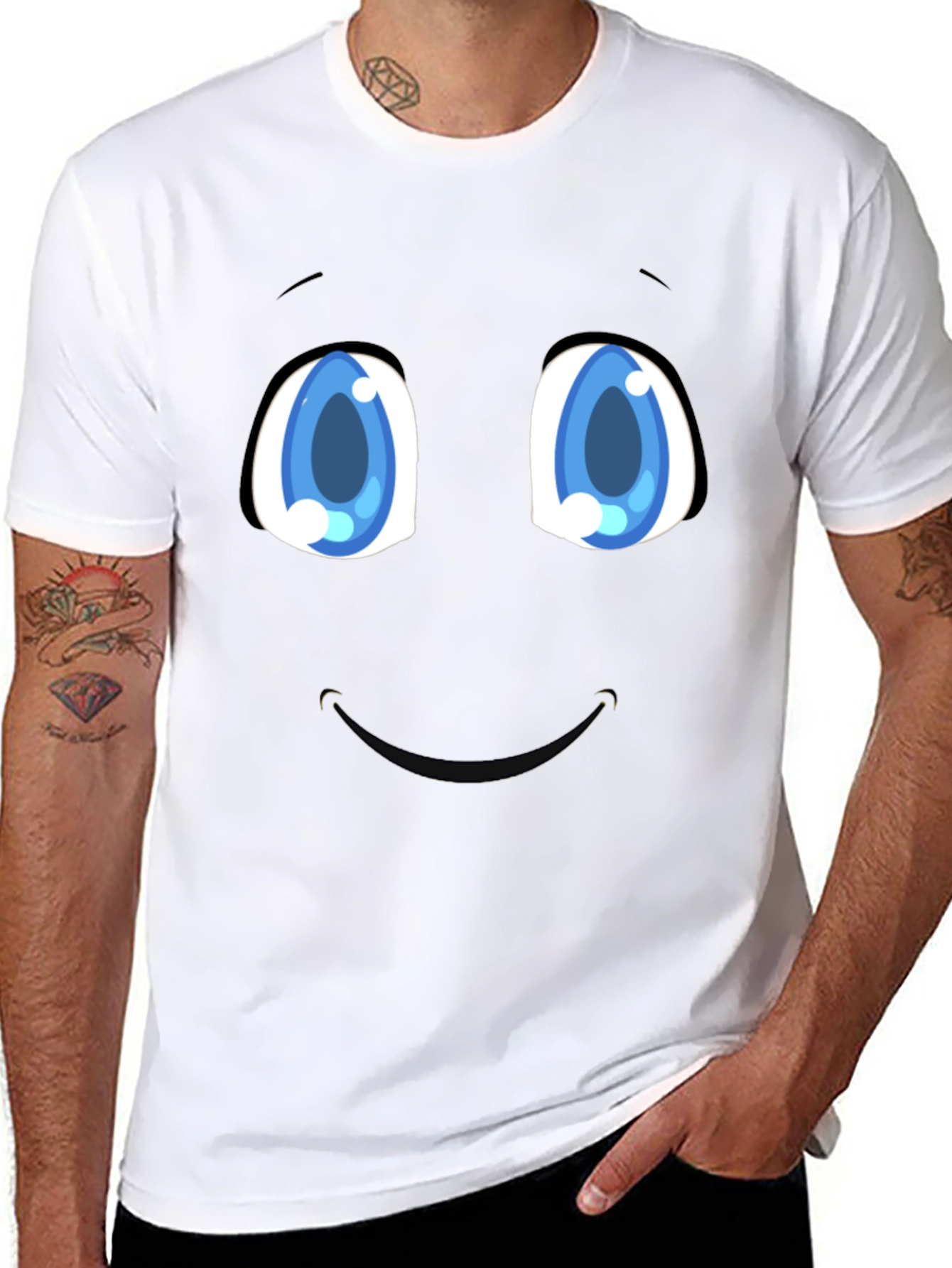 Black Funny Cartoon Face Black T-Shirt view 8